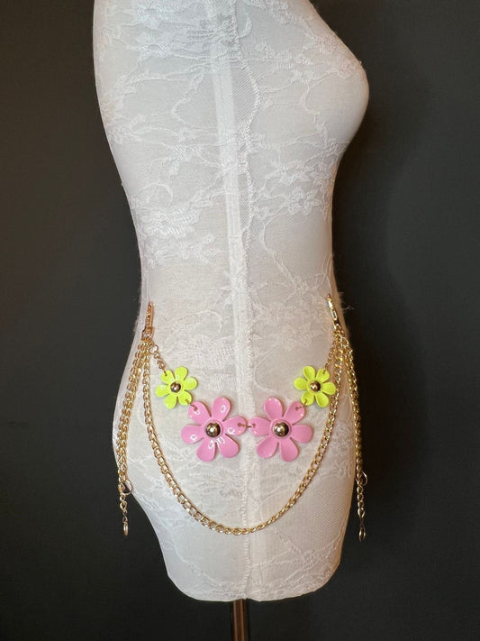 Jeans Chain, Daisy Chain, Fashion Jeans Chain, Gold, Silver Jeans Chain, Daisy Design Jeans Chain, Two row chains, Gift, Festival, Bags