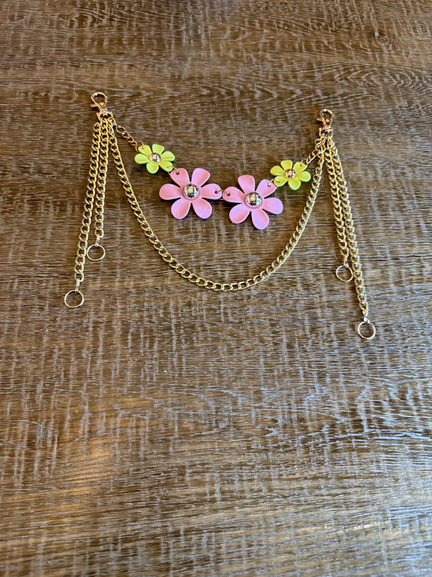 Jeans Chain, Daisy Chain, Fashion Jeans Chain, Gold, Silver Jeans Chain, Daisy Design Jeans Chain, Two row chains, Gift, Festival, Bags