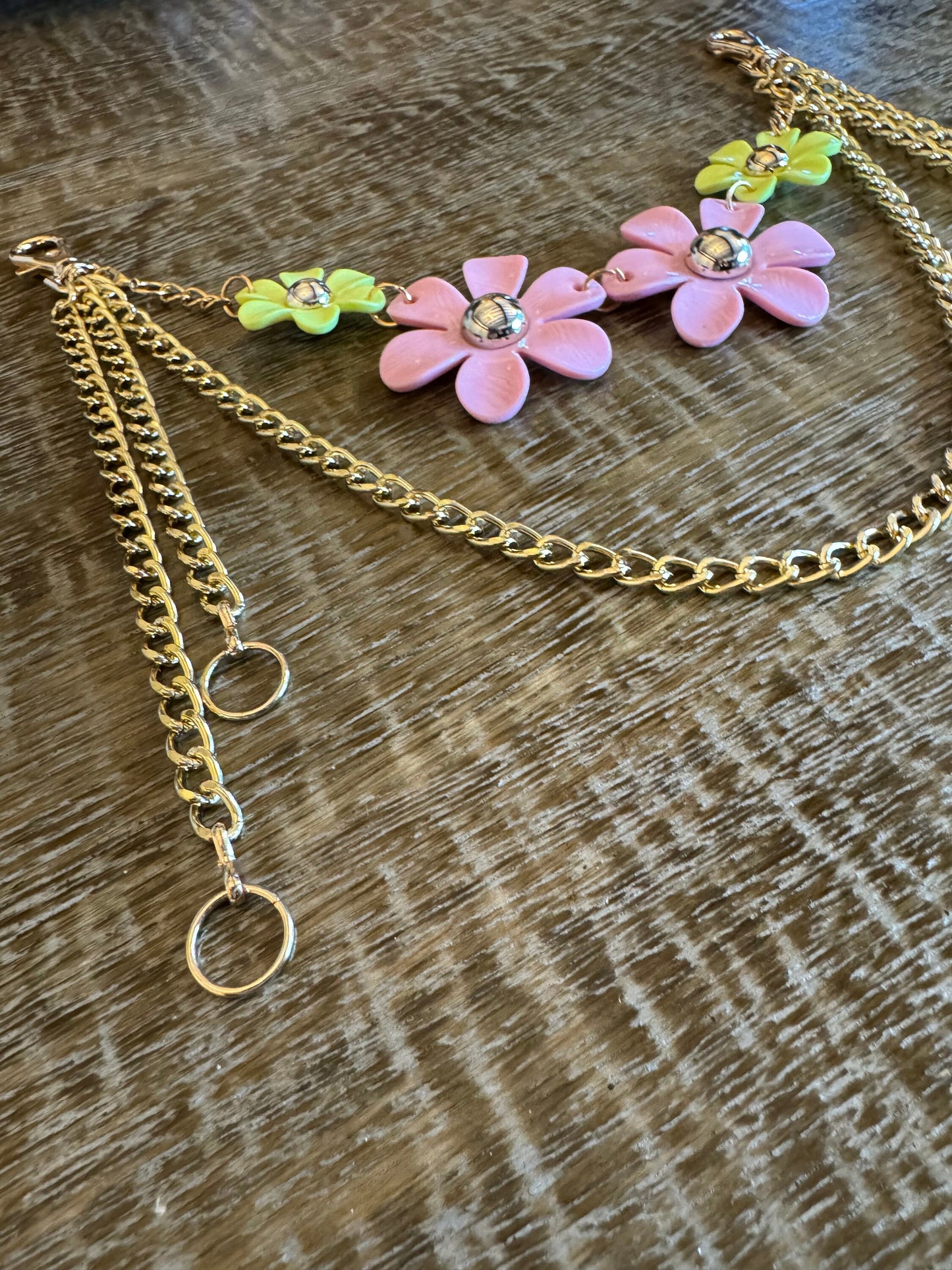 Jeans Chain, Daisy Chain, Fashion Jeans Chain, Gold, Silver Jeans Chain, Daisy Design Jeans Chain, Two row chains, Gift, Festival, Bags