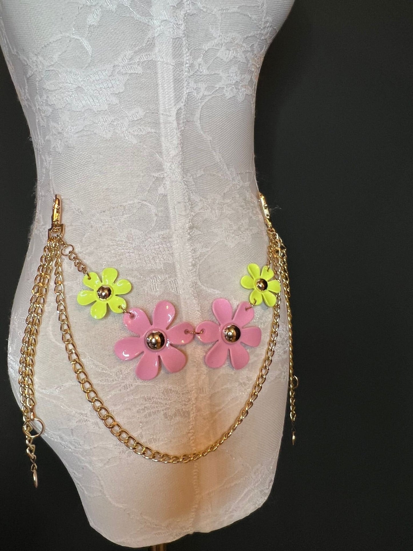 Jeans Chain, Daisy Chain, Fashion Jeans Chain, Gold, Silver Jeans Chain, Daisy Design Jeans Chain, Two row chains, Gift, Festival, Bags