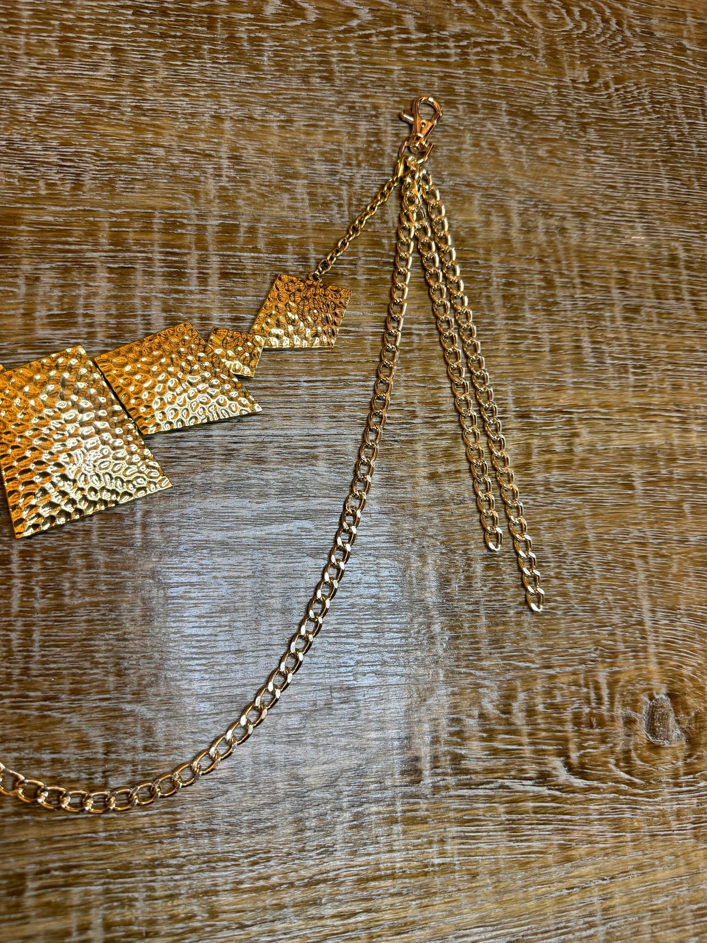 Jeans Chain, Elegant Chain, Fashion Jeans Chain, Gold Jeans Chain, Hammered Metal Jeans Chain, Two row chains, Gift, Festival, Bags