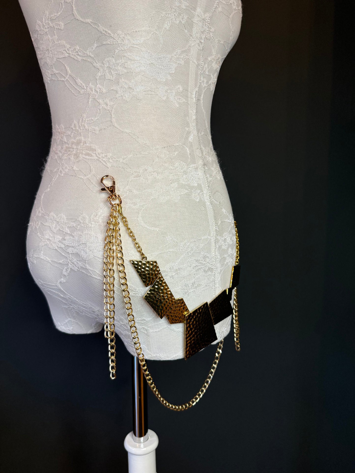 Jeans Chain, Elegant Chain, Fashion Jeans Chain, Gold Jeans Chain, Hammered Metal Jeans Chain, Two row chains, Gift, Festival, Bags
