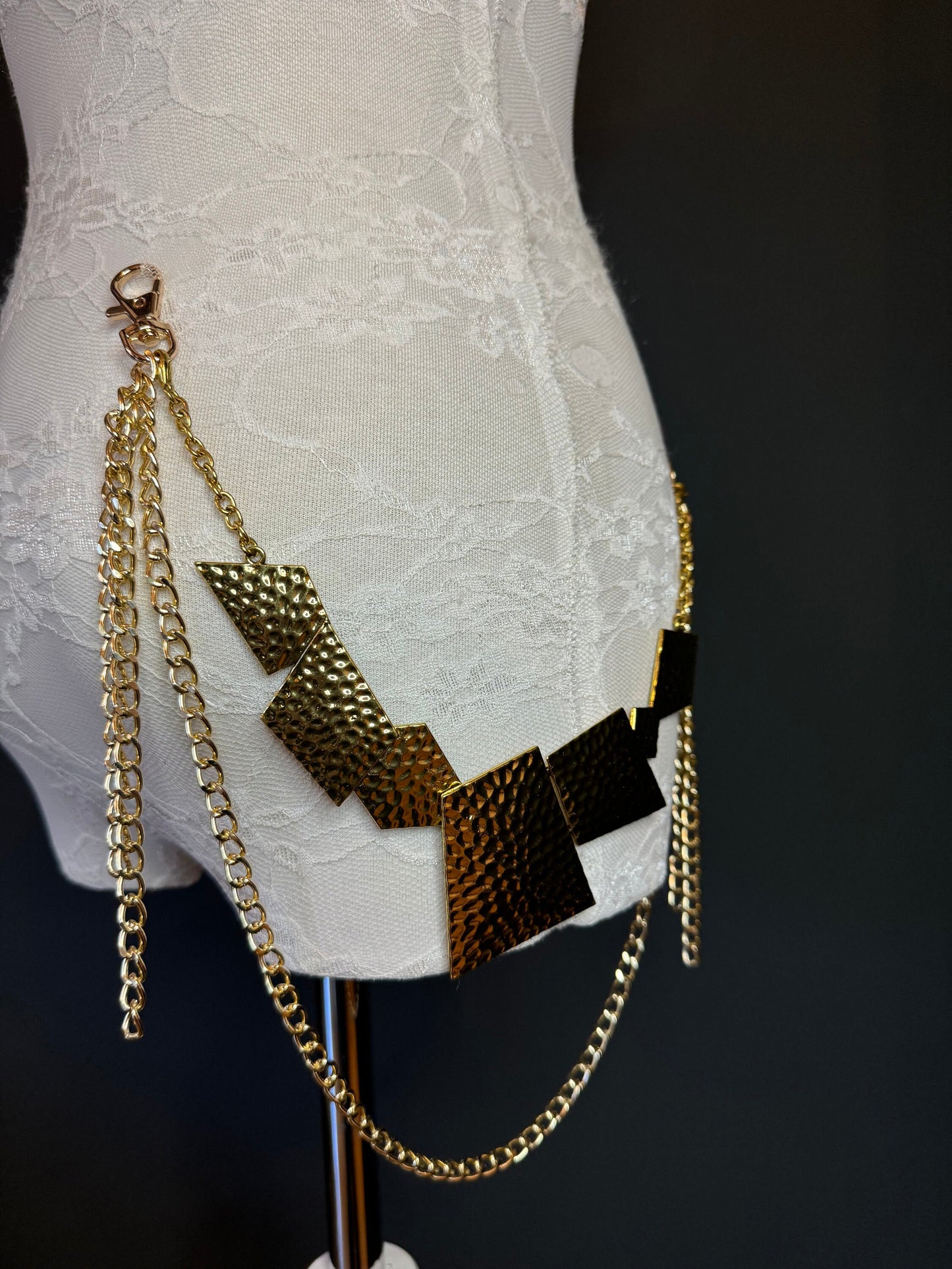 Jeans Chain, Elegant Chain, Fashion Jeans Chain, Gold Jeans Chain, Hammered Metal Jeans Chain, Two row chains, Gift, Festival, Bags