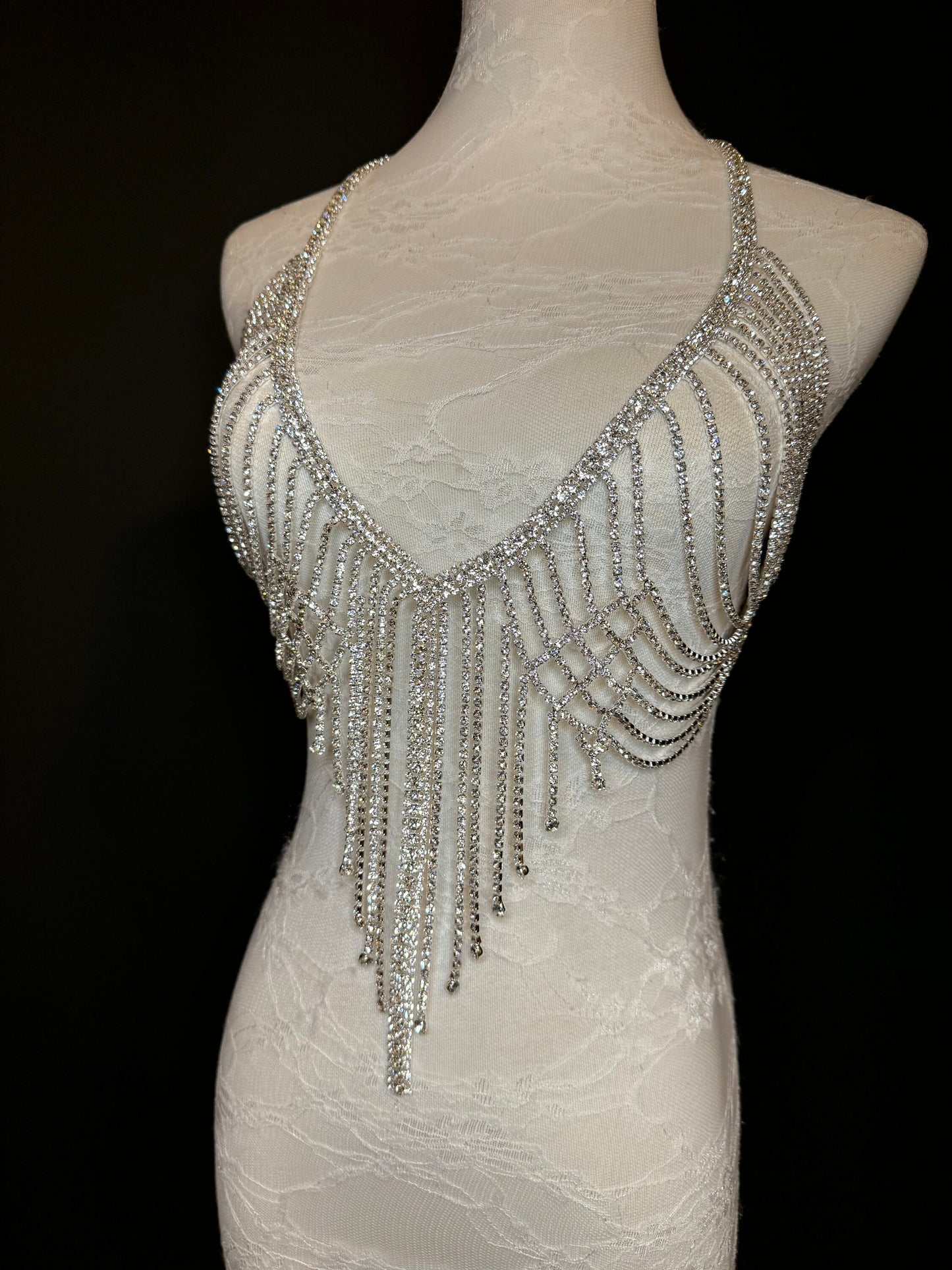 Rhinestone Diamanté Body chain body jewellery, bridal, festival, Wedding, Bra chain, silver, gold, UK sizes 6-14, Gift, Clubwear