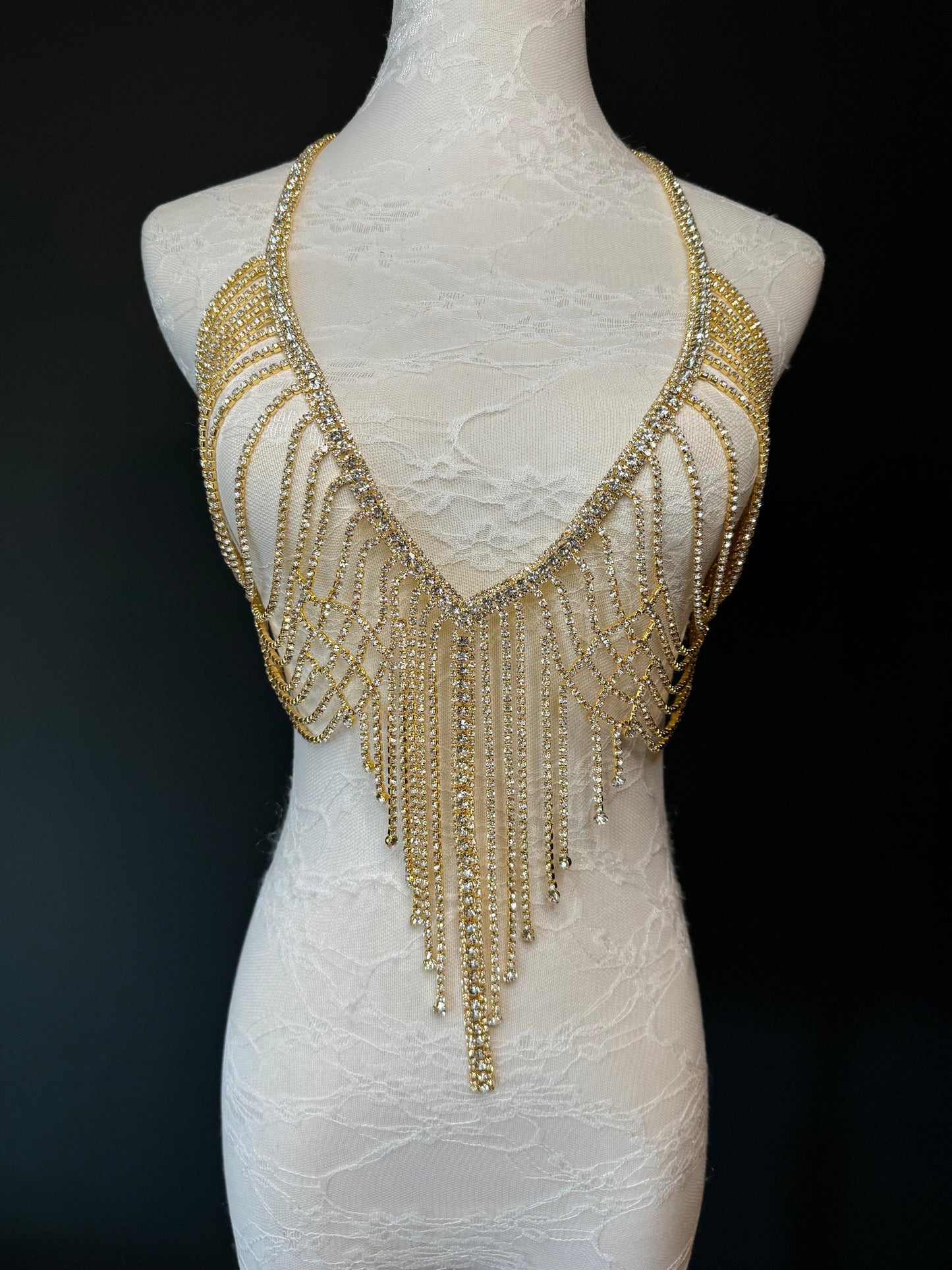 Rhinestone Diamanté Body chain body jewellery, bridal, festival, Wedding, Bra chain, silver, gold, UK sizes 6-14, Gift, Clubwear