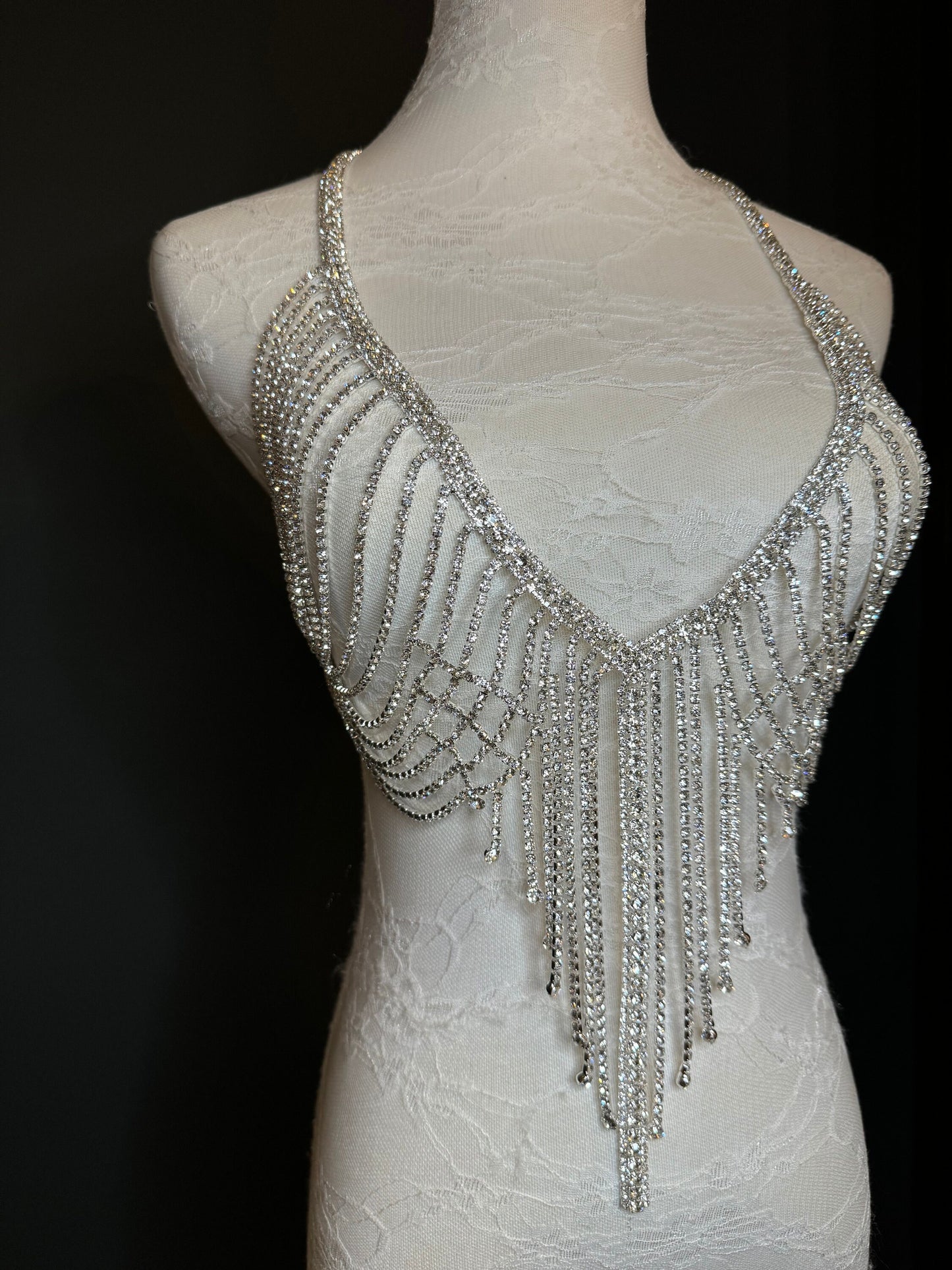 Rhinestone Diamanté Body chain body jewellery, bridal, festival, Wedding, Bra chain, silver, gold, UK sizes 6-14, Gift, Clubwear