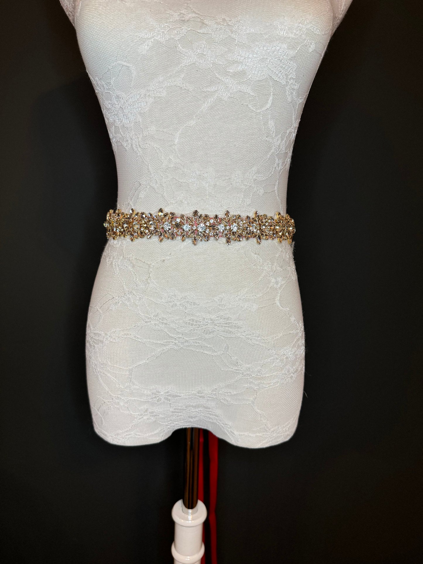 Wedding Belt, Bridal Belt, Sash Belt, Crystal Rhinestone with Silver Base, Red Ribbon, Bridemaid  Belt, Ribbon Belt, Jewel Belt