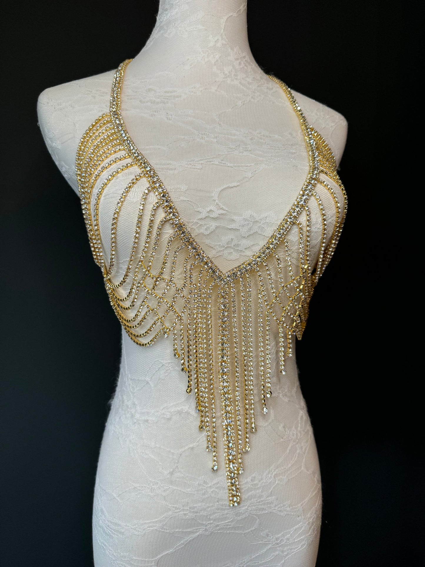 Rhinestone Diamanté Body chain body jewellery, bridal, festival, Wedding, Bra chain, silver, gold, UK sizes 6-14, Gift, Clubwear