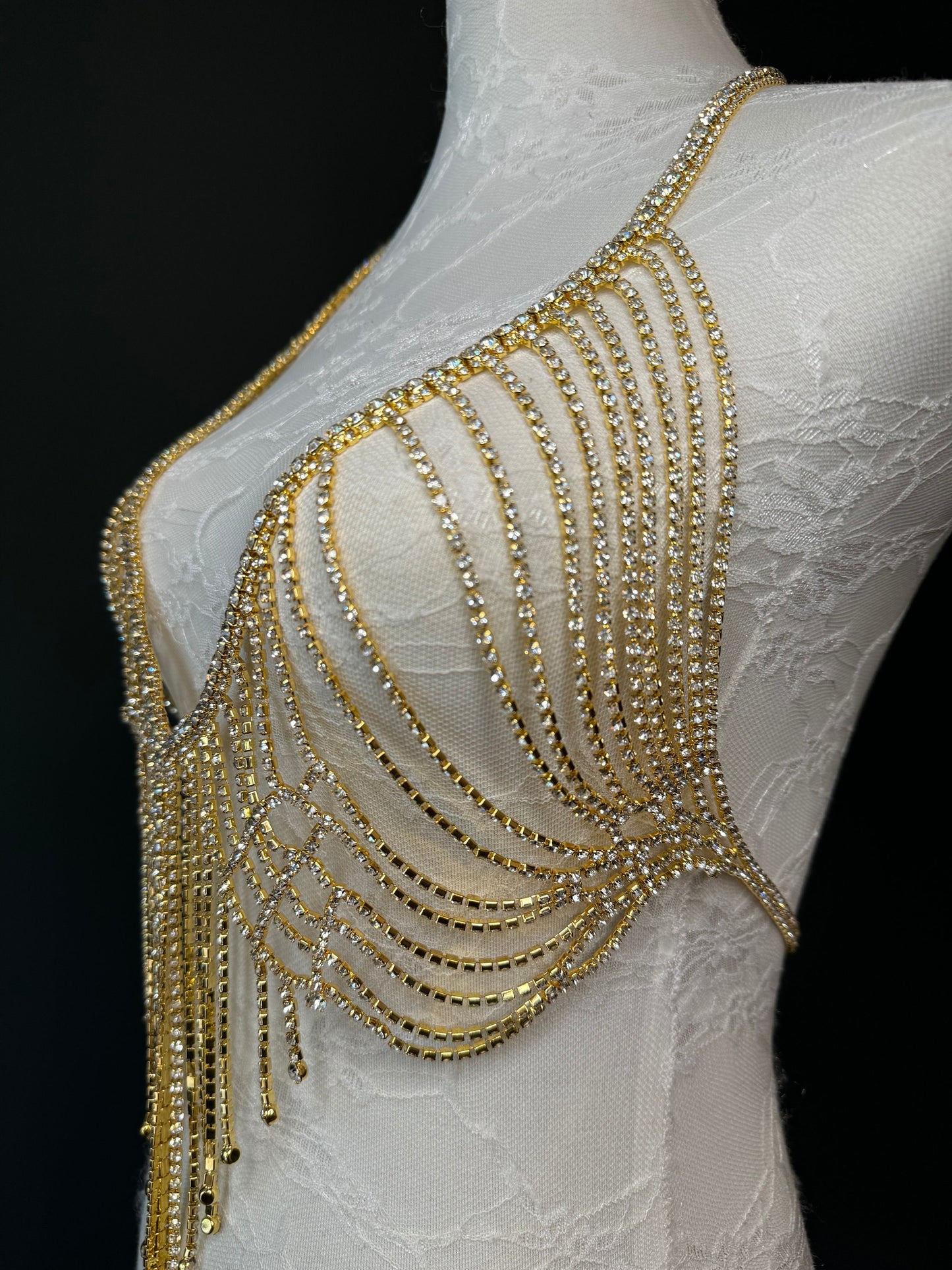 Rhinestone Diamanté Body chain body jewellery, bridal, festival, Wedding, Bra chain, silver, gold, UK sizes 6-14, Gift, Clubwear