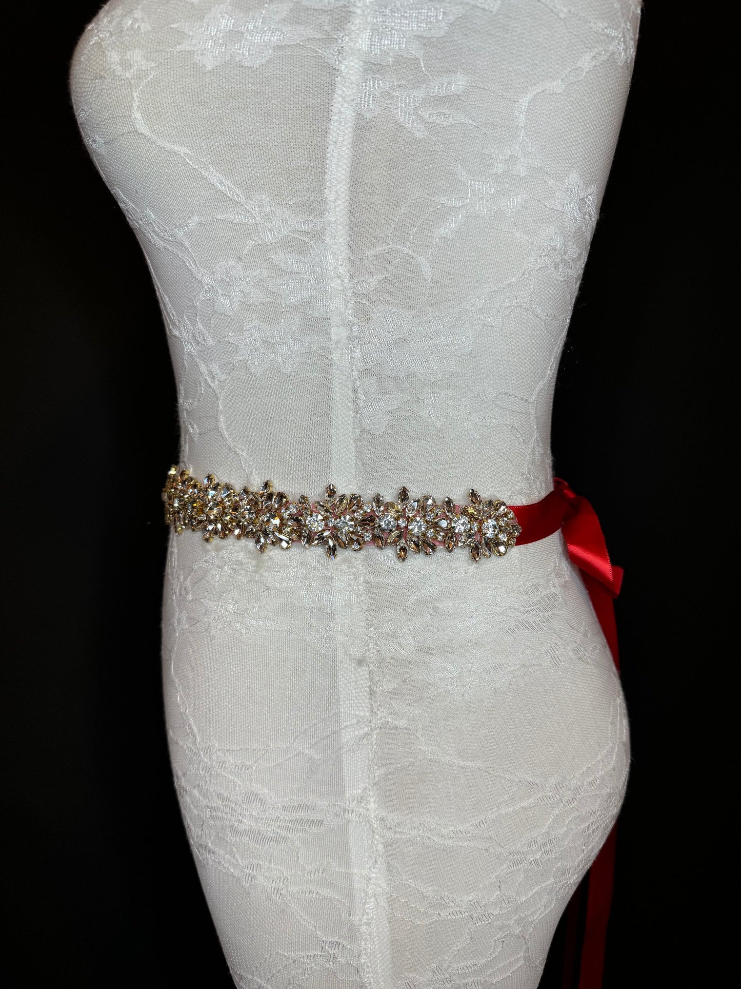 Wedding Belt, Bridal Belt, Sash Belt, Crystal Rhinestone with Silver Base, Red Ribbon, Bridemaid  Belt, Ribbon Belt, Jewel Belt