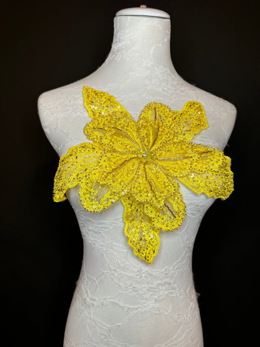 Oversized Corsage Flower, Beaded, Sequined, 19 Colours, 12” Wide, Beaded Pin on Corsage, Bridal, Clothing, Dress, FAN Design, FAN Design