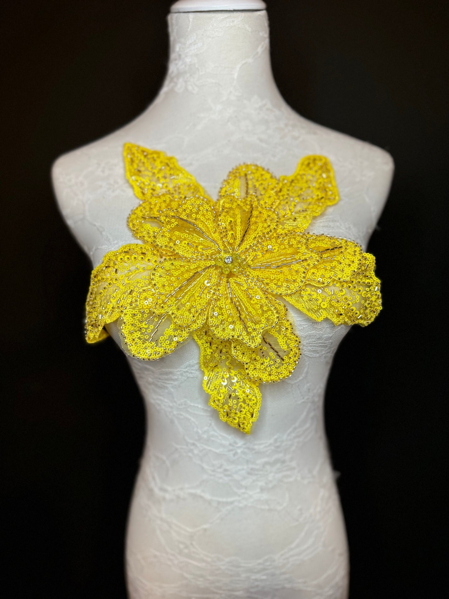 Oversized Corsage Flower, Beaded, Sequined, 19 Colours, 12” Wide, Beaded Pin on Corsage, Bridal, Clothing, Dress, FAN Design, FAN Design