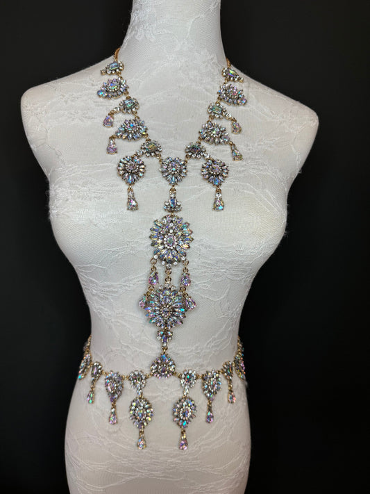 Rhinestone Body Chain, Diamanté Costume, Club Wear, Festival, Exclusive Design, Show Stopper Jewellery, Elegant Body Jewellery, FAN Design