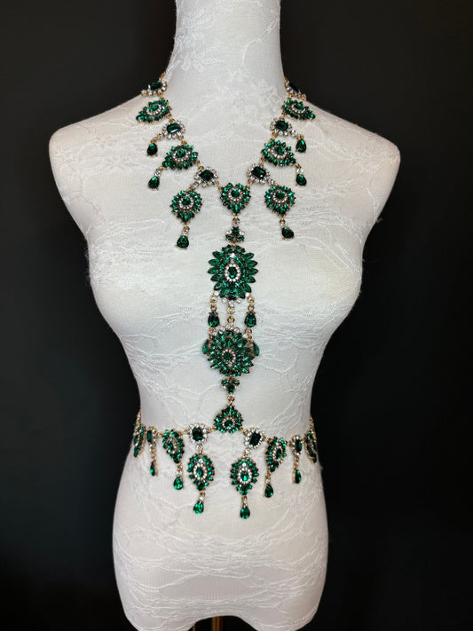 Rhinestone Body Chain, Diamanté Costume, Club Wear, Festival, Exclusive Design, Show Stopper Jewellery, Elegant Body Jewellery, FAN Design