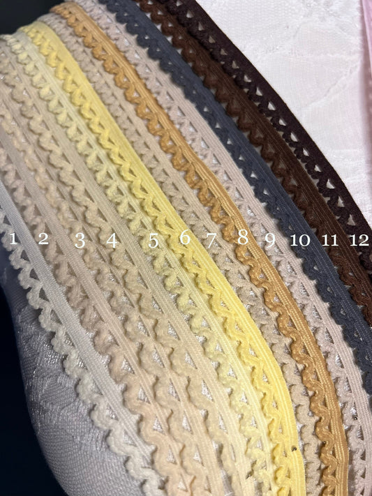 11mm Wide Picot Edge Elastic 51 Colours