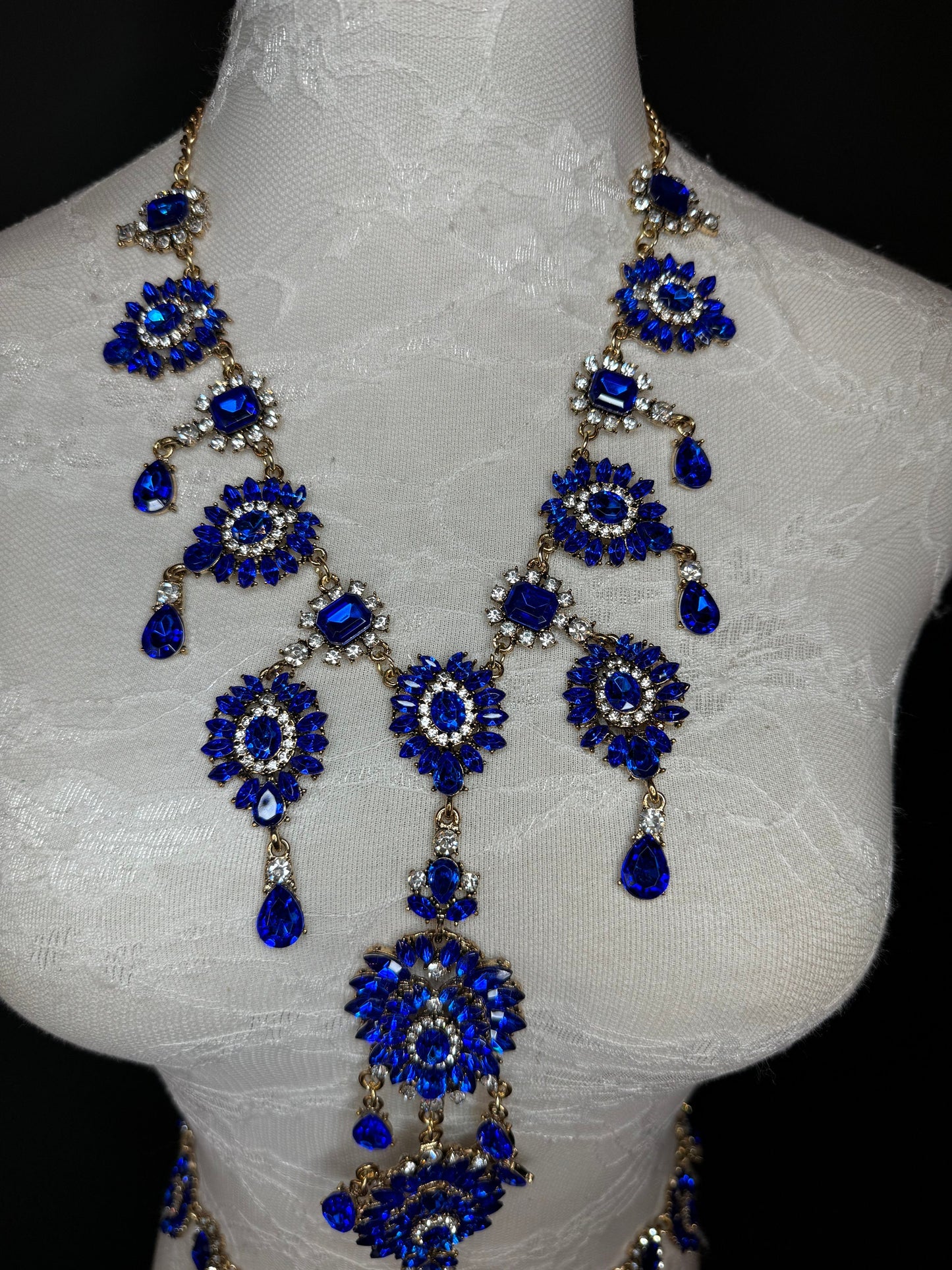 Blue Rhinestone Body Chain,  Elegant Costume Jewellery, FAN Design