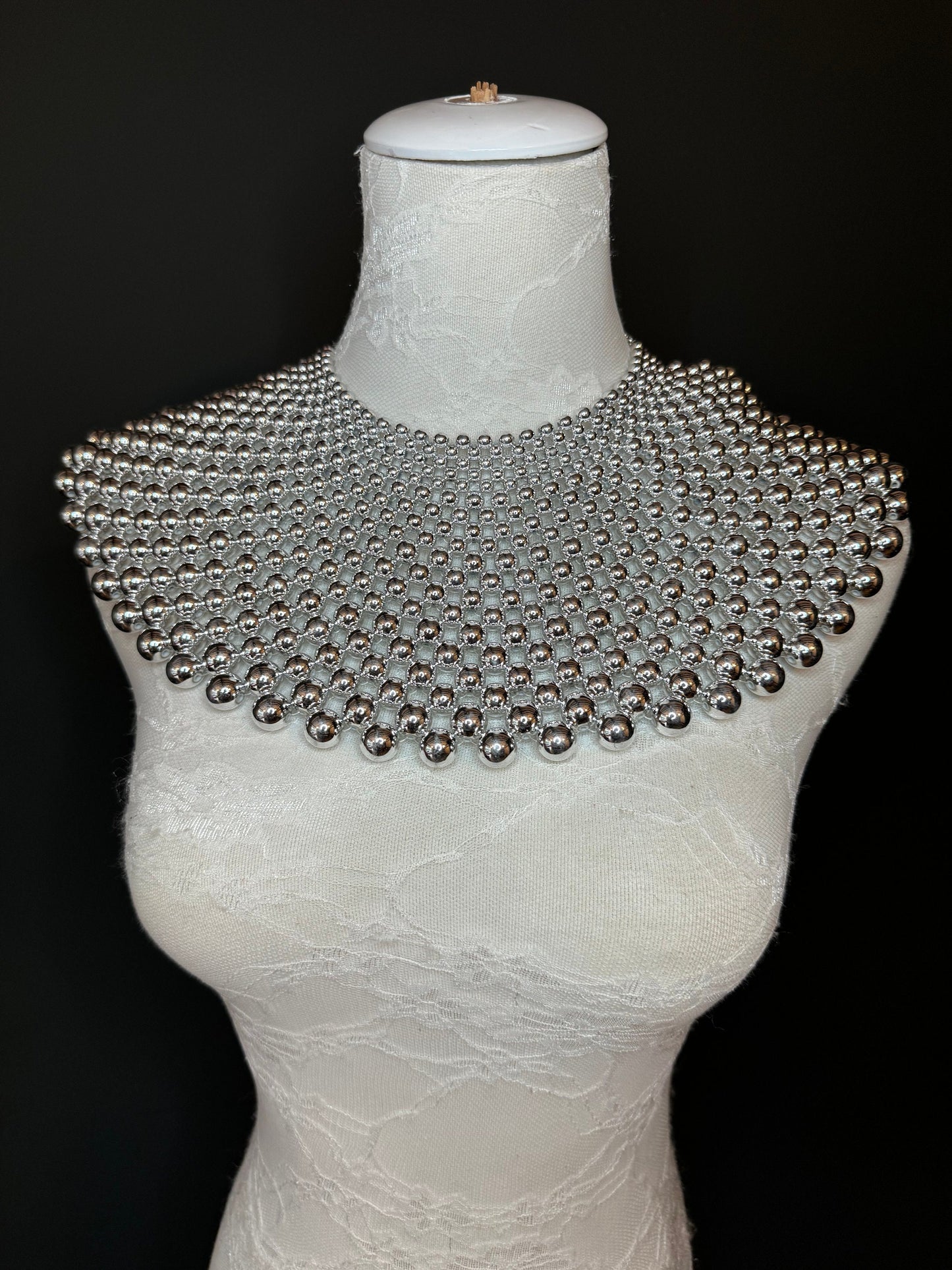 Beaded Shoulder Necklace, Vintage Style Wedding Shoulder Jewellery, Beaded Body Jewellery, Statement Neckpiece, Black, Red, FAN Design