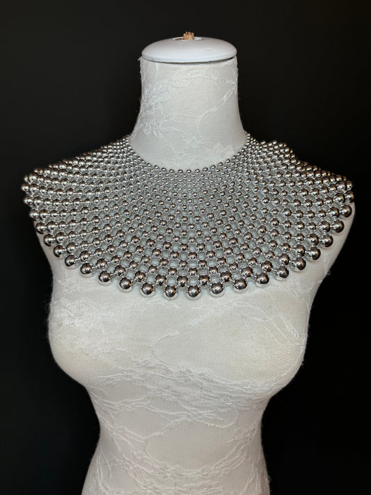 Beaded Shoulder Necklace, Vintage Style Wedding Shoulder Jewellery, Beaded Body Jewellery, Statement Neckpiece, Black, Red, FAN Design