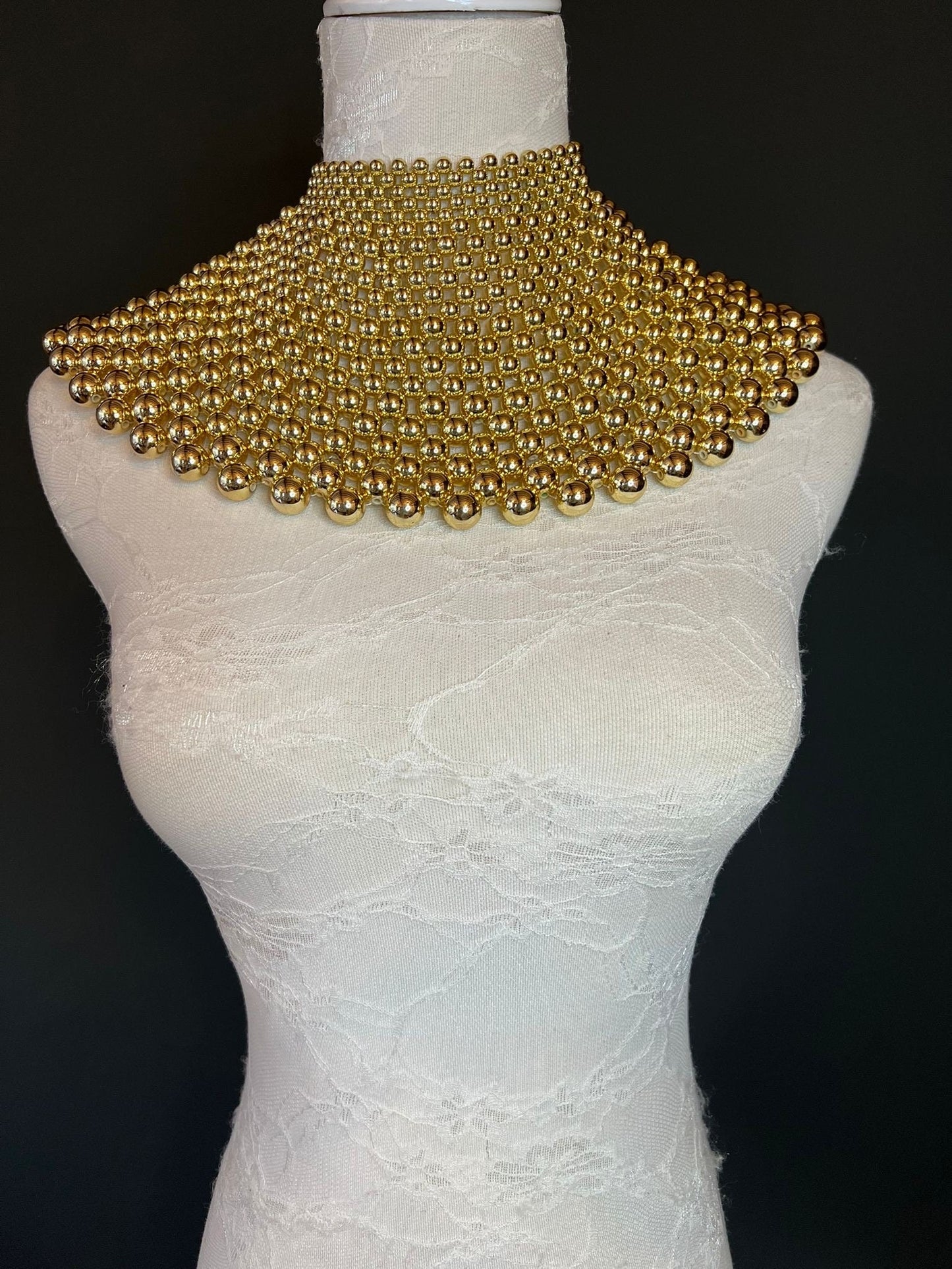 Beaded Shoulder Necklace, Vintage Style Wedding Shoulder Jewellery, Beaded Body Jewellery, Statement Neckpiece, Black, Red, FAN Design