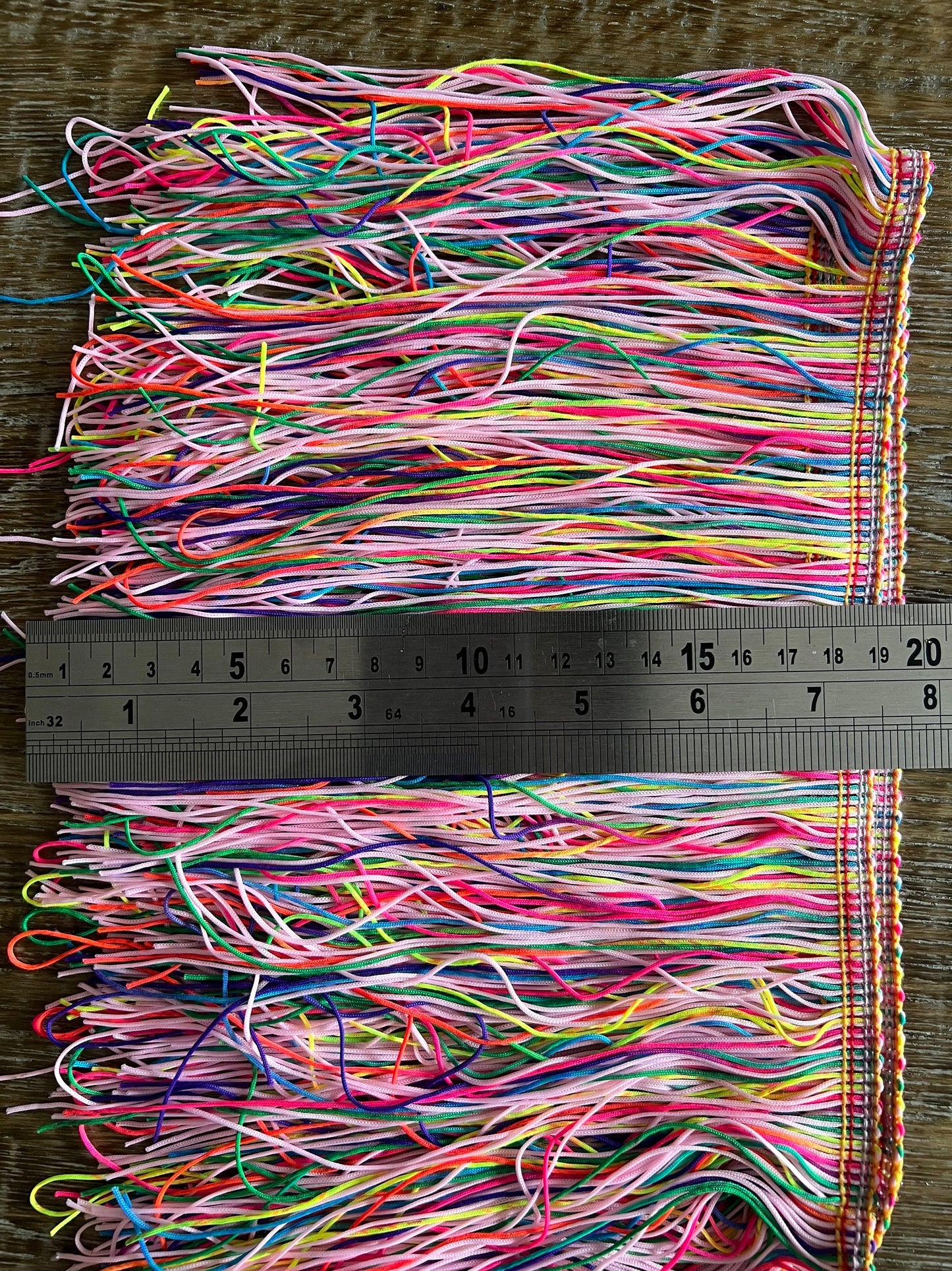 8" Fringe Multicolour, Rainbow Fringe, Dance, Costumes, Fashion, Party, Dress Fringe, 20cm, 8 inch