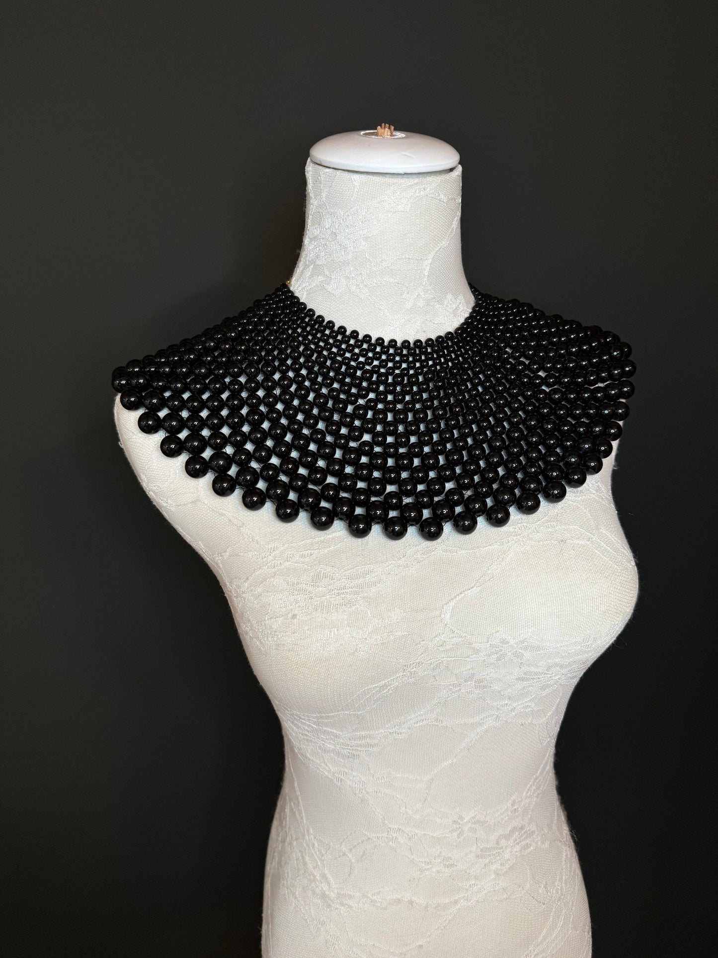 Beaded Shoulder Necklace, Vintage Style Wedding Shoulder Jewellery, Beaded Body Jewellery, Statement Neckpiece, Black, Red, FAN Design