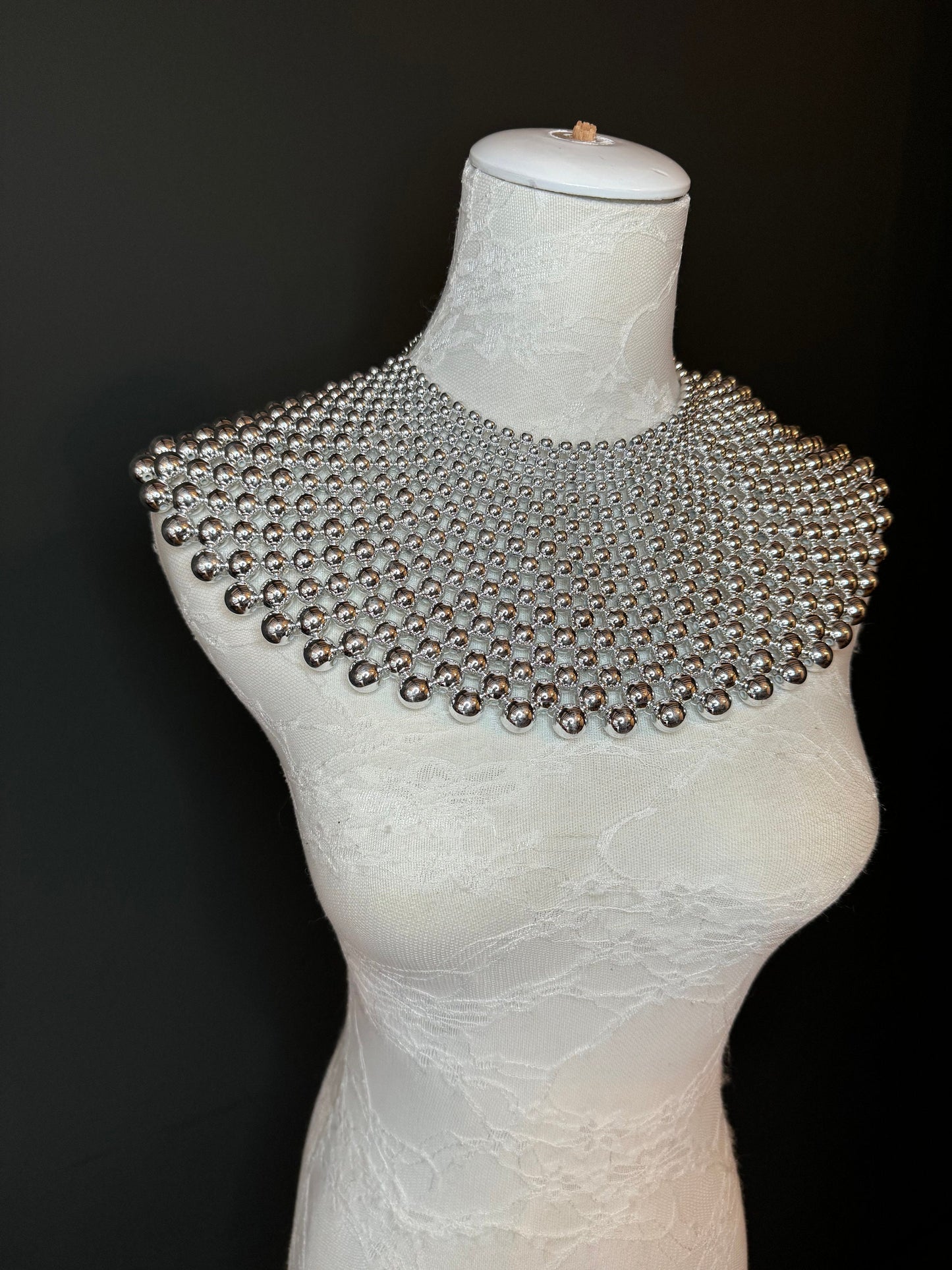 Beaded Shoulder Necklace, Vintage Style Wedding Shoulder Jewellery, Beaded Body Jewellery, Statement Neckpiece, Black, Red, FAN Design