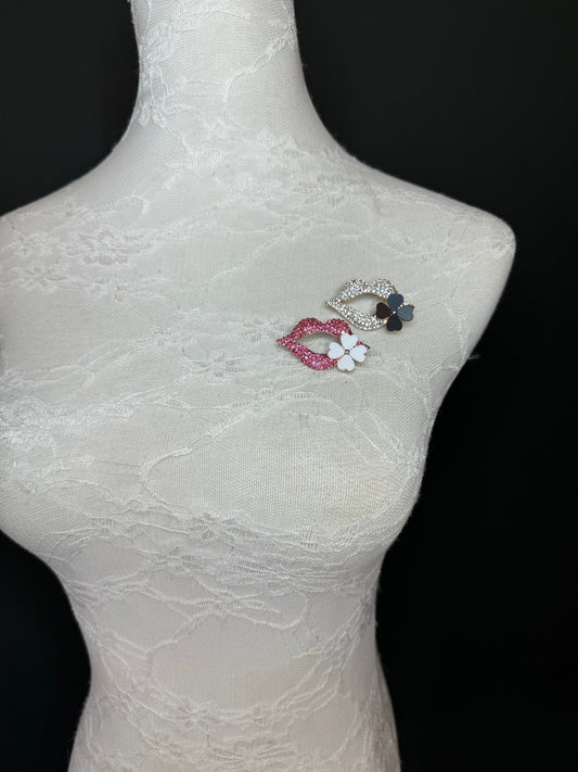 Rhinestone Lips Brooch, Diamanté Brooches, Diamanté Brooch, Pink, Jewel Brooch, Gift, Quality Brooch, 5cm, Pin on Brooch, 2” Size Brooch