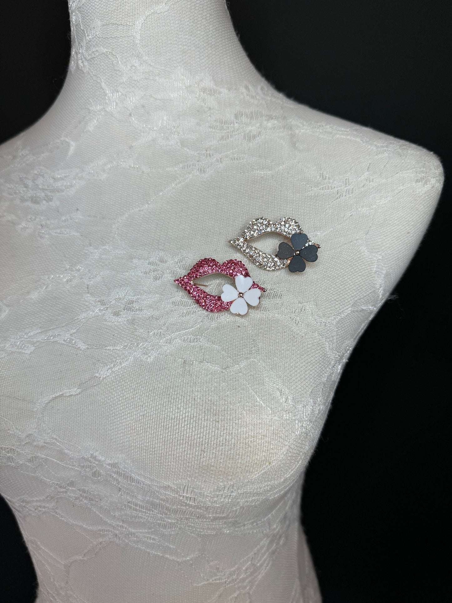 Rhinestone Lips Brooch, Diamanté Brooches, Diamanté Brooch, Pink, Jewel Brooch, Gift, Quality Brooch, 5cm, Pin on Brooch, 2” Size Brooch