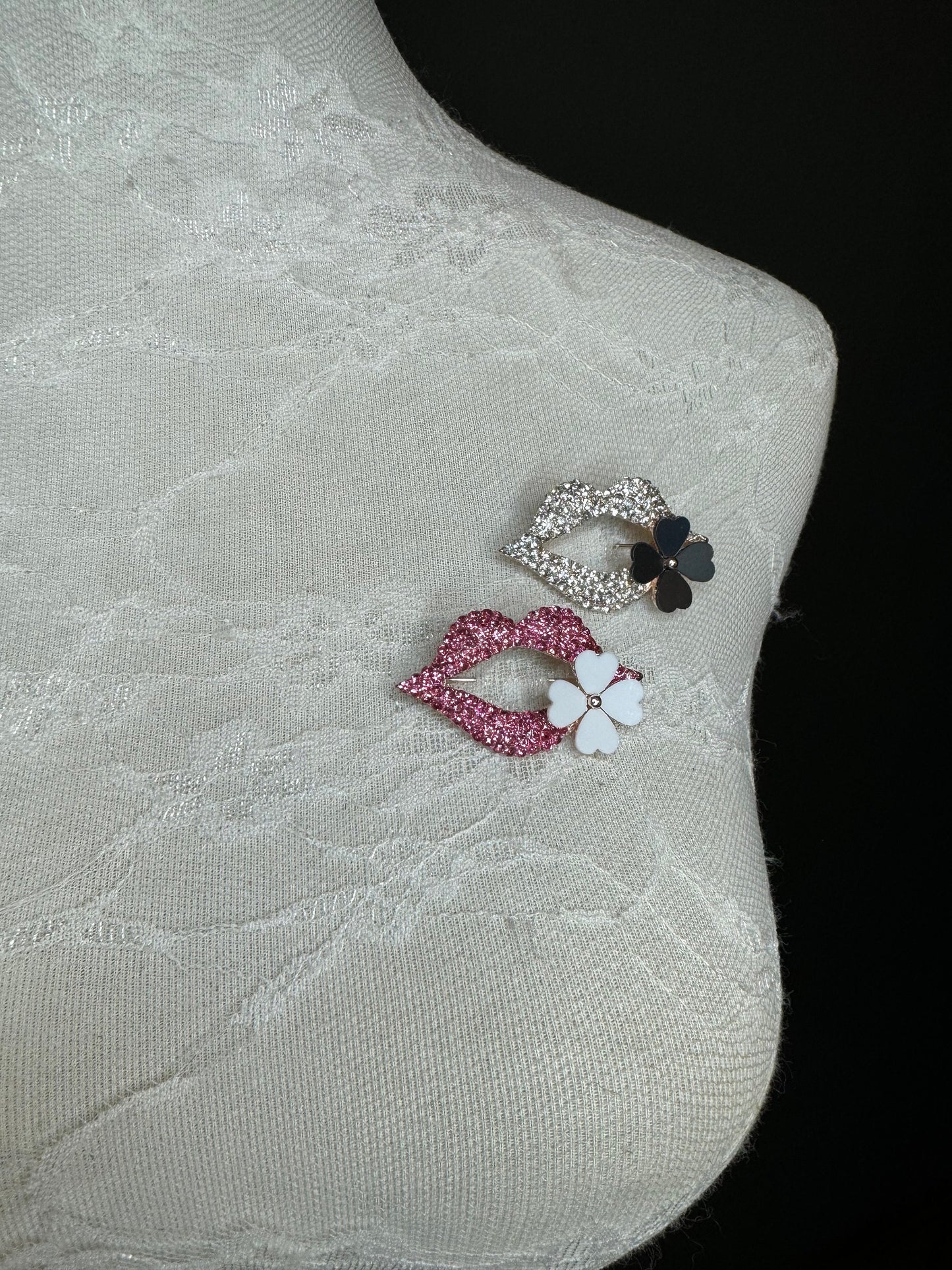 Rhinestone Lips Brooch, Diamanté Brooches, Diamanté Brooch, Pink, Jewel Brooch, Gift, Quality Brooch, 5cm, Pin on Brooch, 2” Size Brooch