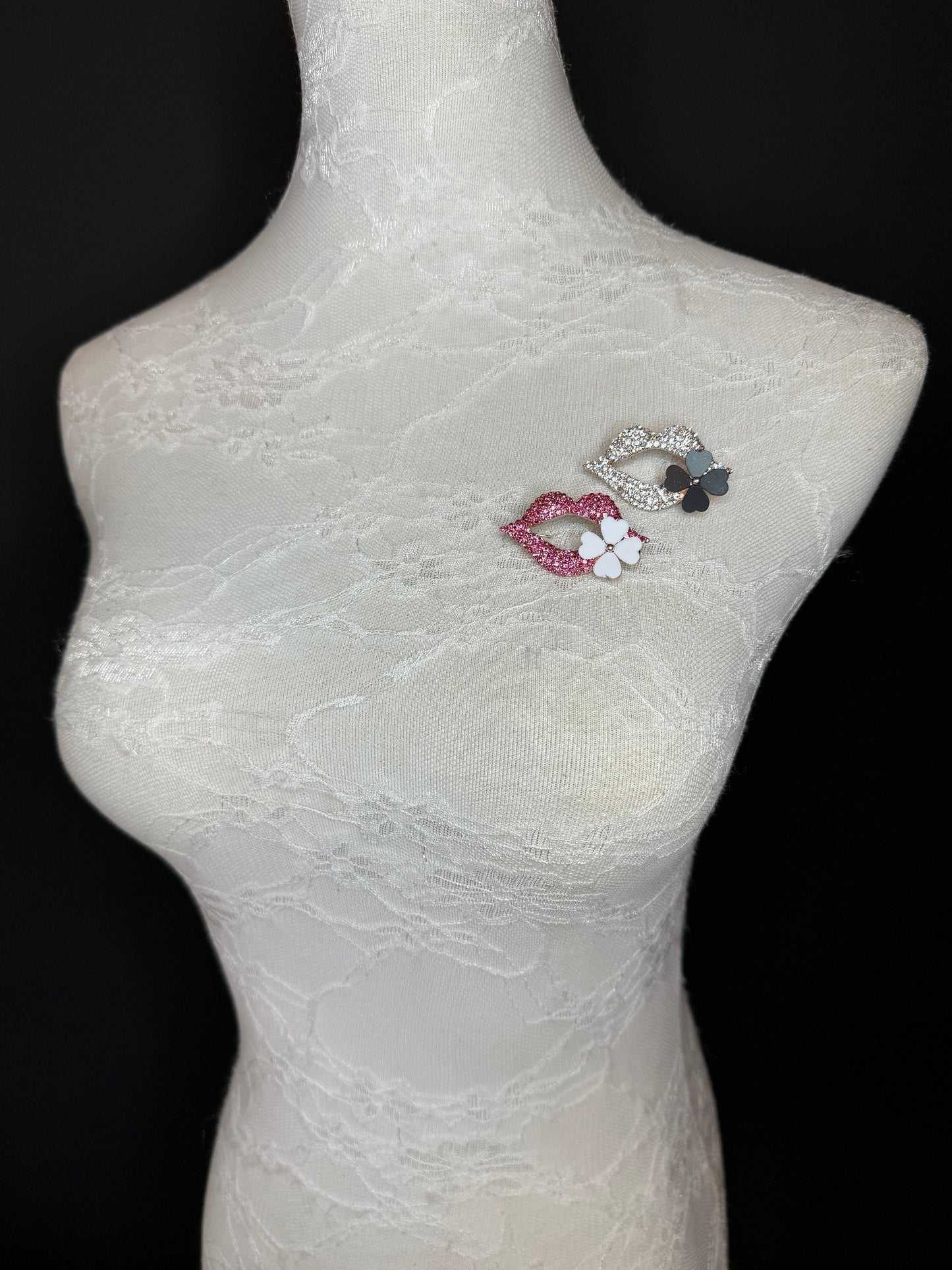 Rhinestone Lips Brooch, Diamanté Brooches, Diamanté Brooch, Pink, Jewel Brooch, Gift, Quality Brooch, 5cm, Pin on Brooch, 2” Size Brooch