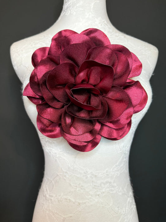 Large 3D Corsage Flower, Satin Fabric, 6 Colours, 11” Wide, Pin on Corsage, Bridal, Clothing, Dress, Hat, Wedding, FAN Design, Race Day,Gift
