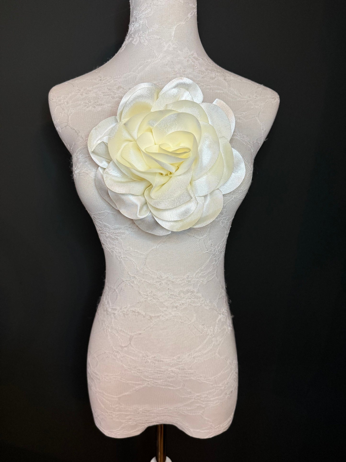 Large 3D Corsage Flower, Satin Fabric, 6 Colours, 11” Wide, Pin on Corsage, Bridal, Clothing, Dress, Hat, Wedding, FAN Design, Race Day,Gift