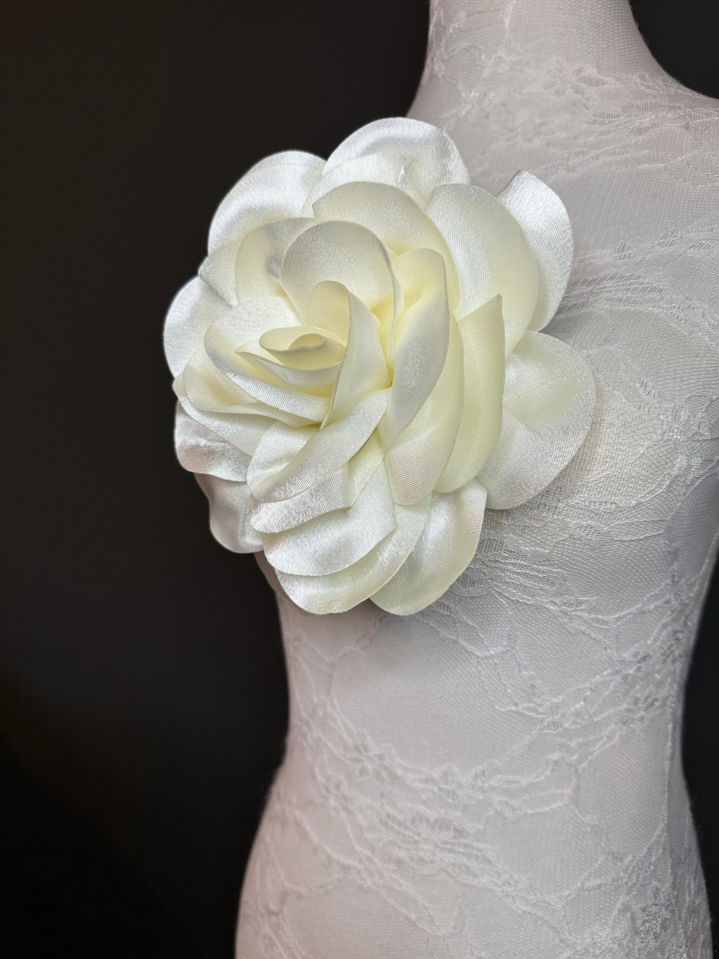 Large 3D Corsage Flower, Satin Fabric, 6 Colours, 11” Wide, Pin on Corsage, Bridal, Clothing, Dress, Hat, Wedding, FAN Design, Race Day,Gift