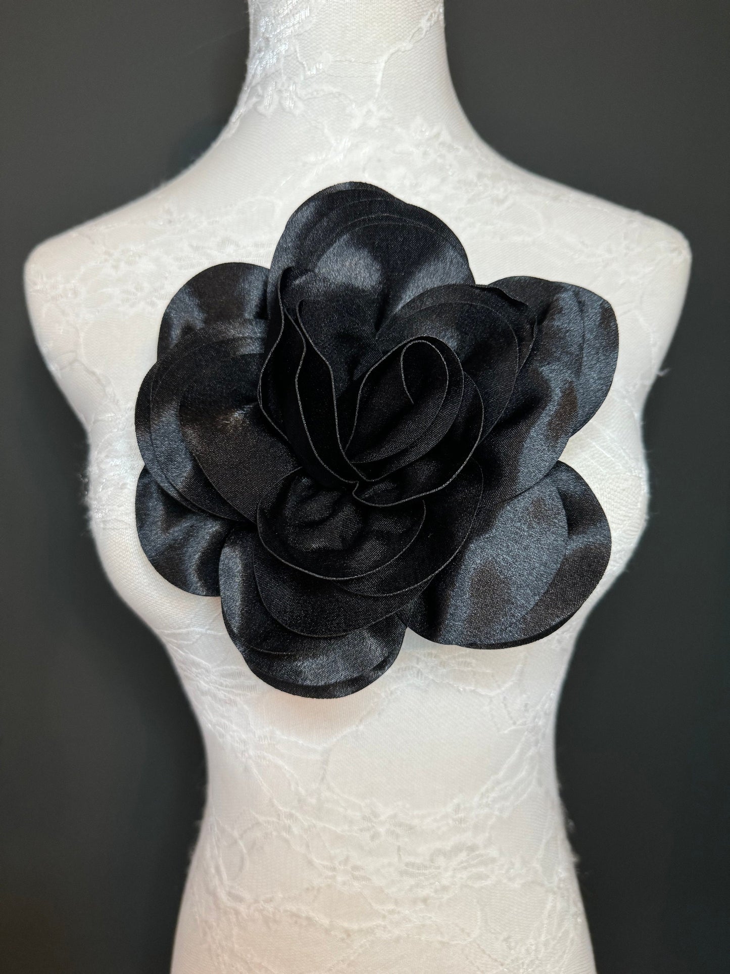 Large 3D Corsage Flower, Satin Fabric, 6 Colours, 11” Wide, Pin on Corsage, Bridal, Clothing, Dress, Hat, Wedding, FAN Design, Race Day,Gift