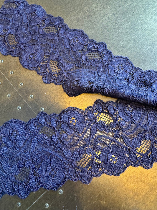 Wide Lace, 3 1/4” Wide Stretch Lace, Lace Trim, 8cm Lace, Fashionable Lace, Bandau Lace, Wide Lace, Floral Lace, Lingerie, Double Scallop