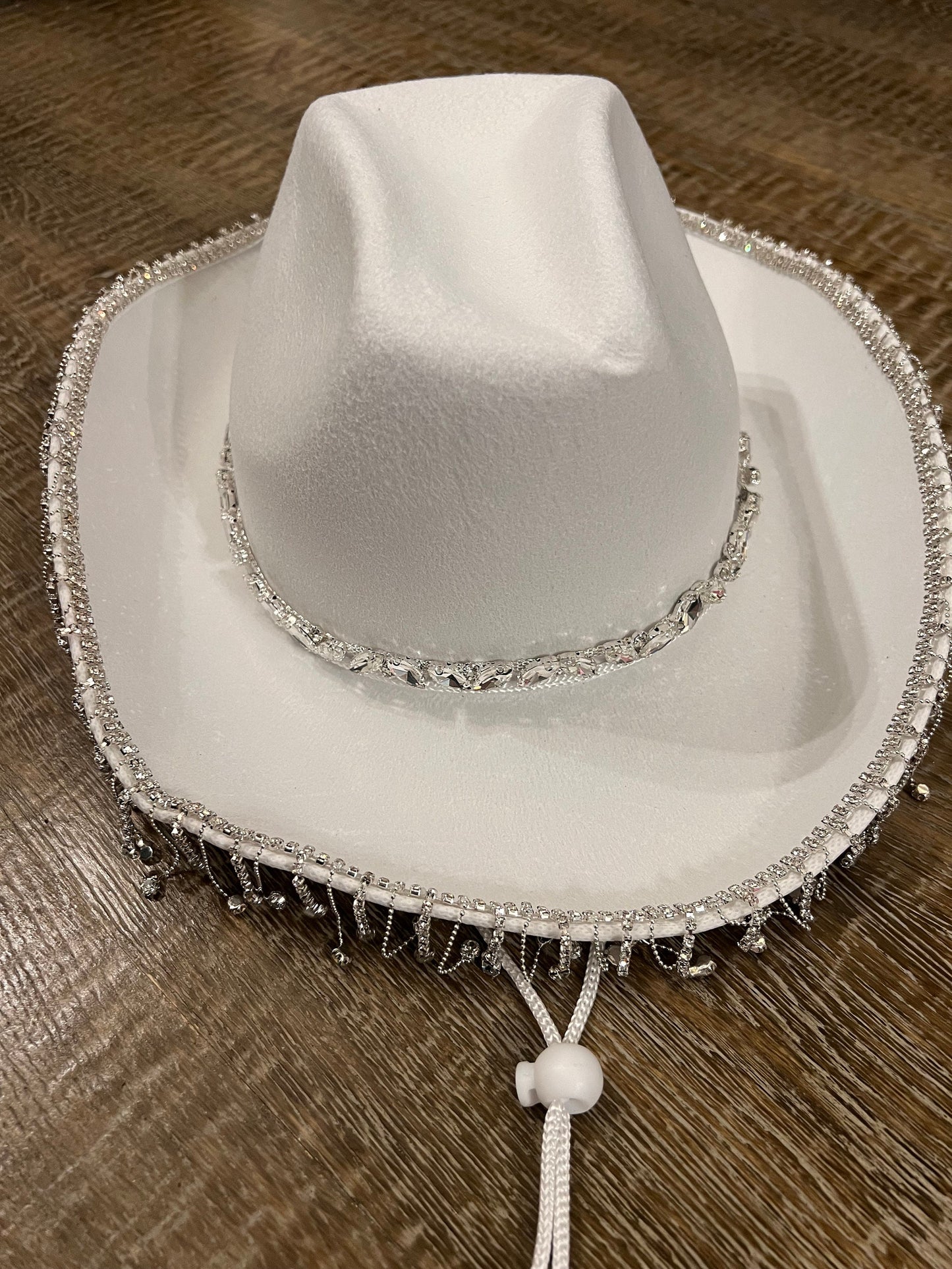 Rhinestone Hat, Fringe Hat, Hen, Party, Cowboy Hat, Black Pink White