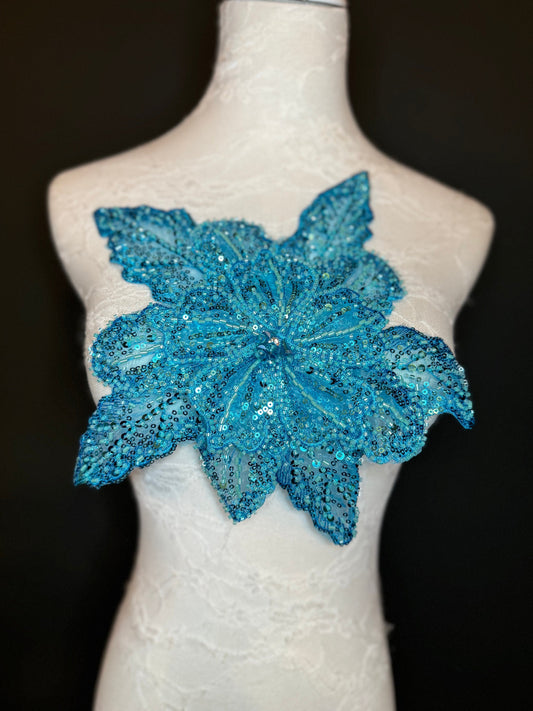 Oversized Corsage Flower, Beaded, Sequined, 19 Colours, 12” Wide, Beaded Pin on Corsage, Bridal, Clothing, Dress, FAN Design, FAN Design