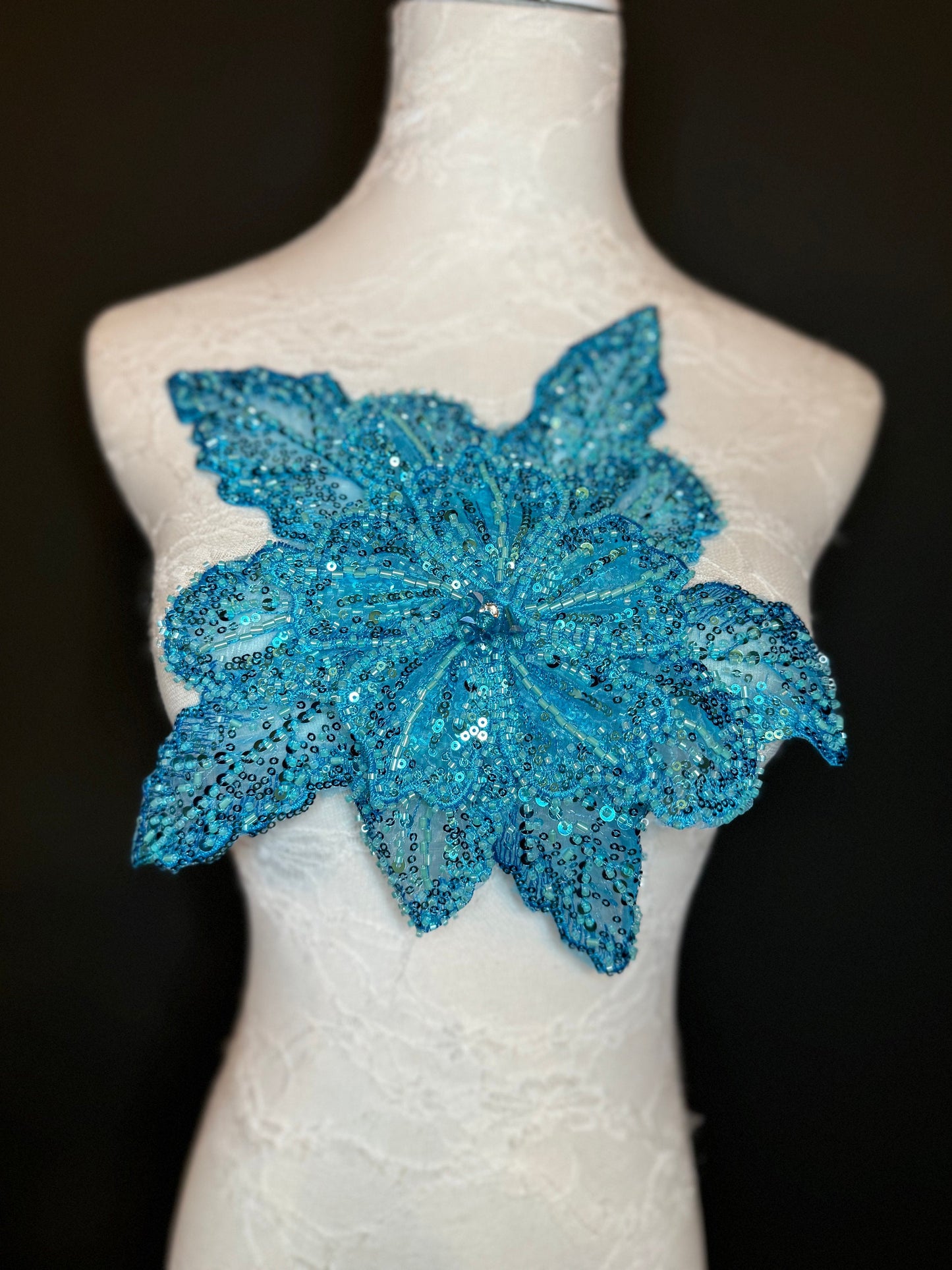 Oversized Corsage Flower, Beaded, Sequined, 19 Colours, 12” Wide, Beaded Pin on Corsage, Bridal, Clothing, Dress, FAN Design, FAN Design