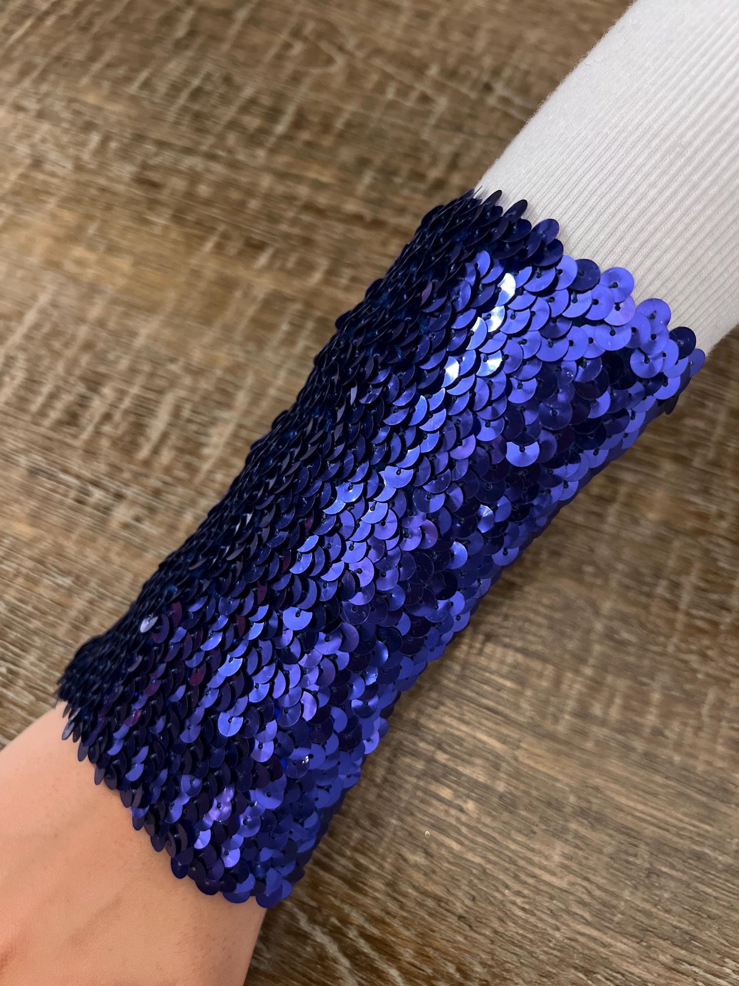 Stretch Sequin Cuff, Handmade Elastic Sparkle Band, 5.5" wide, 10 Colour options