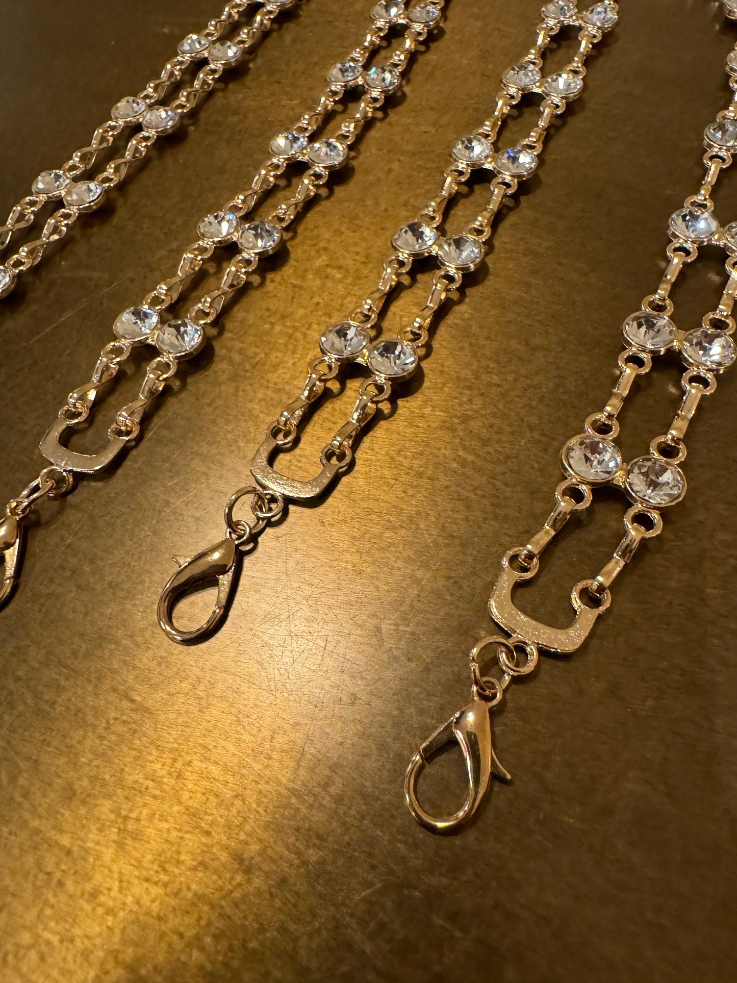 Jewel Diamanté Metal Chain Straps, Quality Chain Straps, Shoulder Straps, 100+ sizes, Bra Straps, Chain, Gold, Swimwear, Elegant Bra Straps