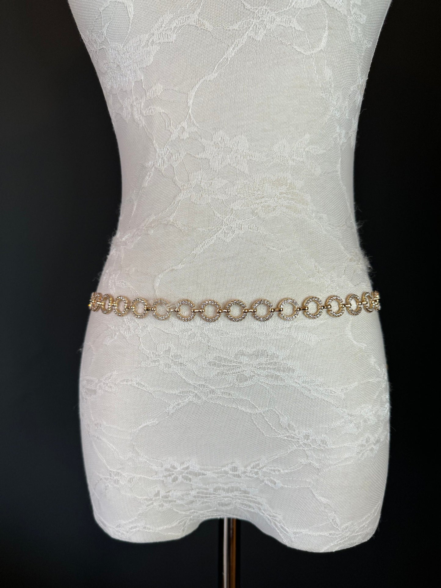 X-long Belt, Gold Rhinestone Ring Belt, Teen Sizes, Size 18”-60”, Fan Design, Fan Collection, Gift, Fashion Accessory, Bridal, Swimwear