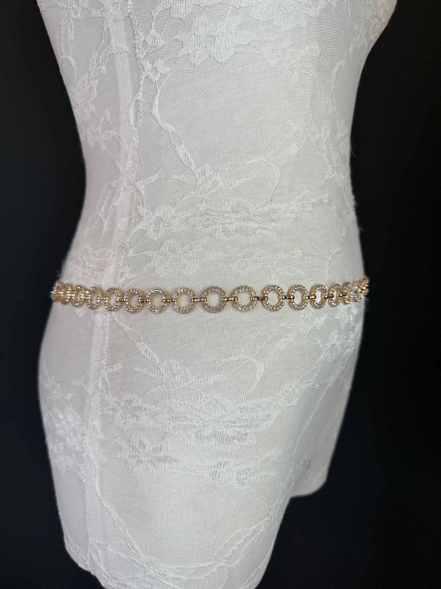 X-long Belt, Gold Rhinestone Ring Belt, Teen Sizes, Size 18”-60”, Fan Design, Fan Collection, Gift, Fashion Accessory, Bridal, Swimwear