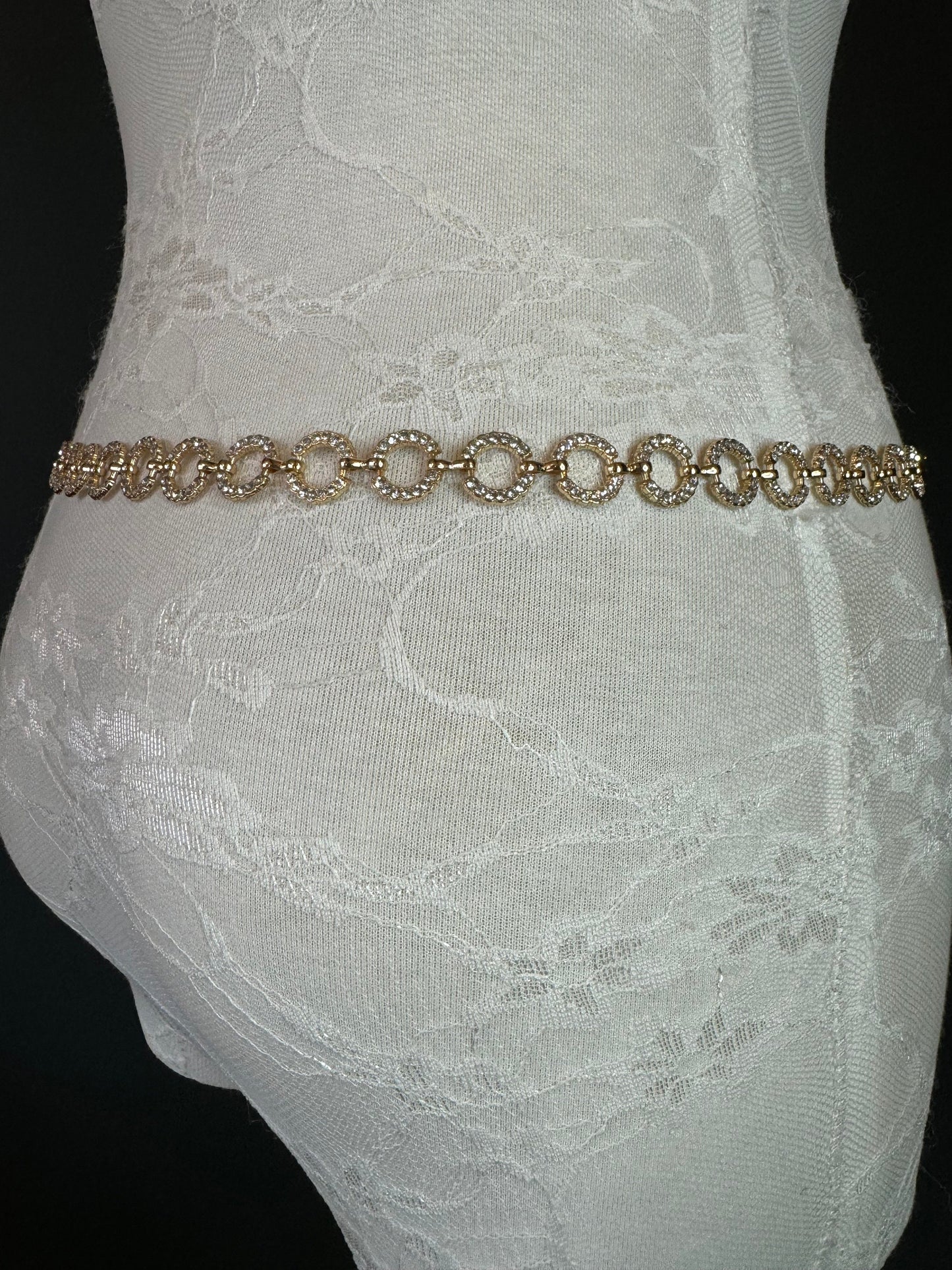 X-long Belt, Gold Rhinestone Ring Belt, Teen Sizes, Size 18”-60”, Fan Design, Fan Collection, Gift, Fashion Accessory, Bridal, Swimwear