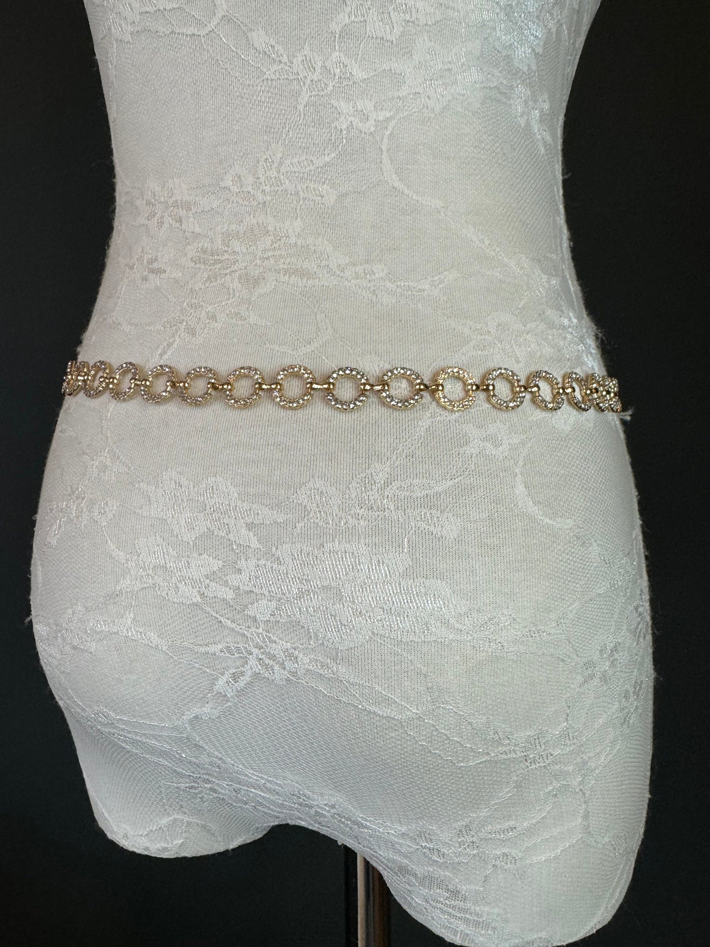 X-long Belt, Gold Rhinestone Ring Belt, Teen Sizes, Size 18”-60”, Fan Design, Fan Collection, Gift, Fashion Accessory, Bridal, Swimwear