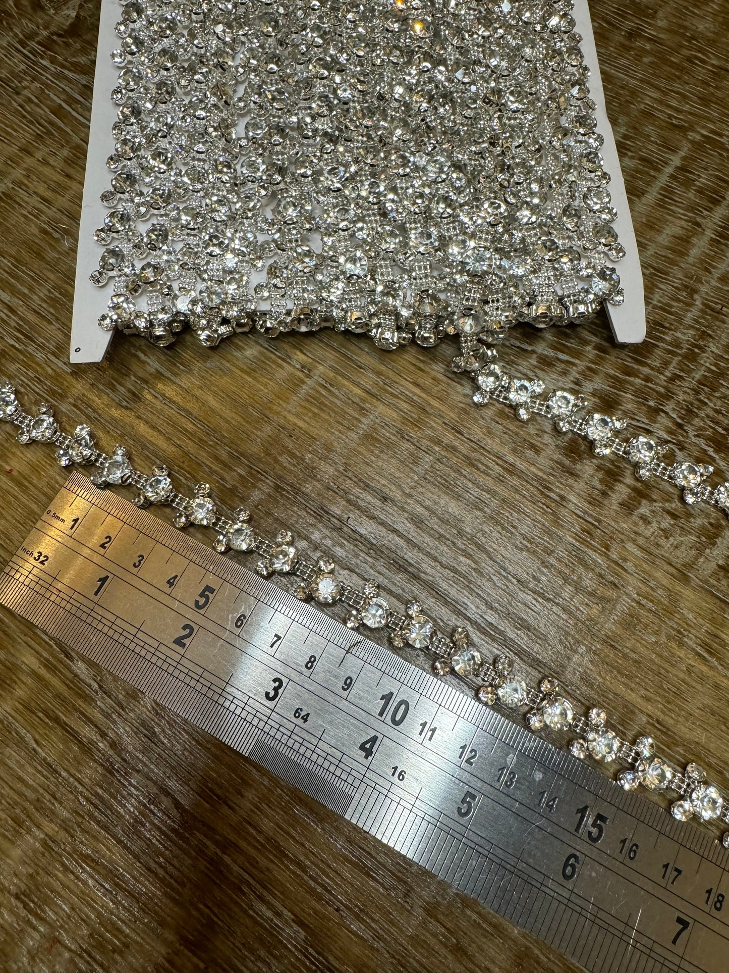Rhinestone Diamanté, Stunning Chain Trim, Beaded Applique For Wedding Dress, Dancer, Prom, Dresses, Bridal Belt, Bridal Garter, Silver