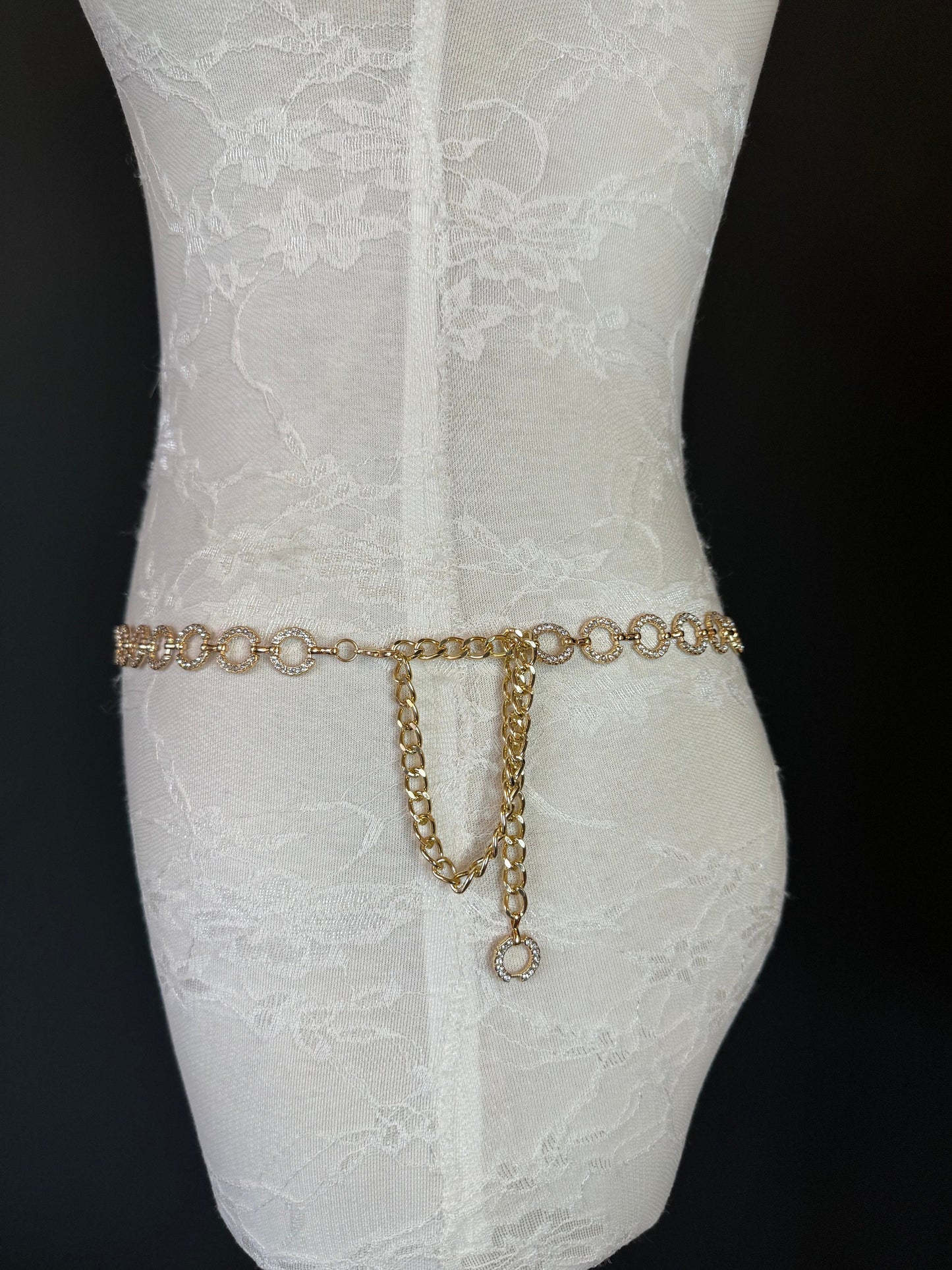 X-long Belt, Gold Rhinestone Ring Belt, Teen Sizes, Size 18”-60”, Fan Design, Fan Collection, Gift, Fashion Accessory, Bridal, Swimwear