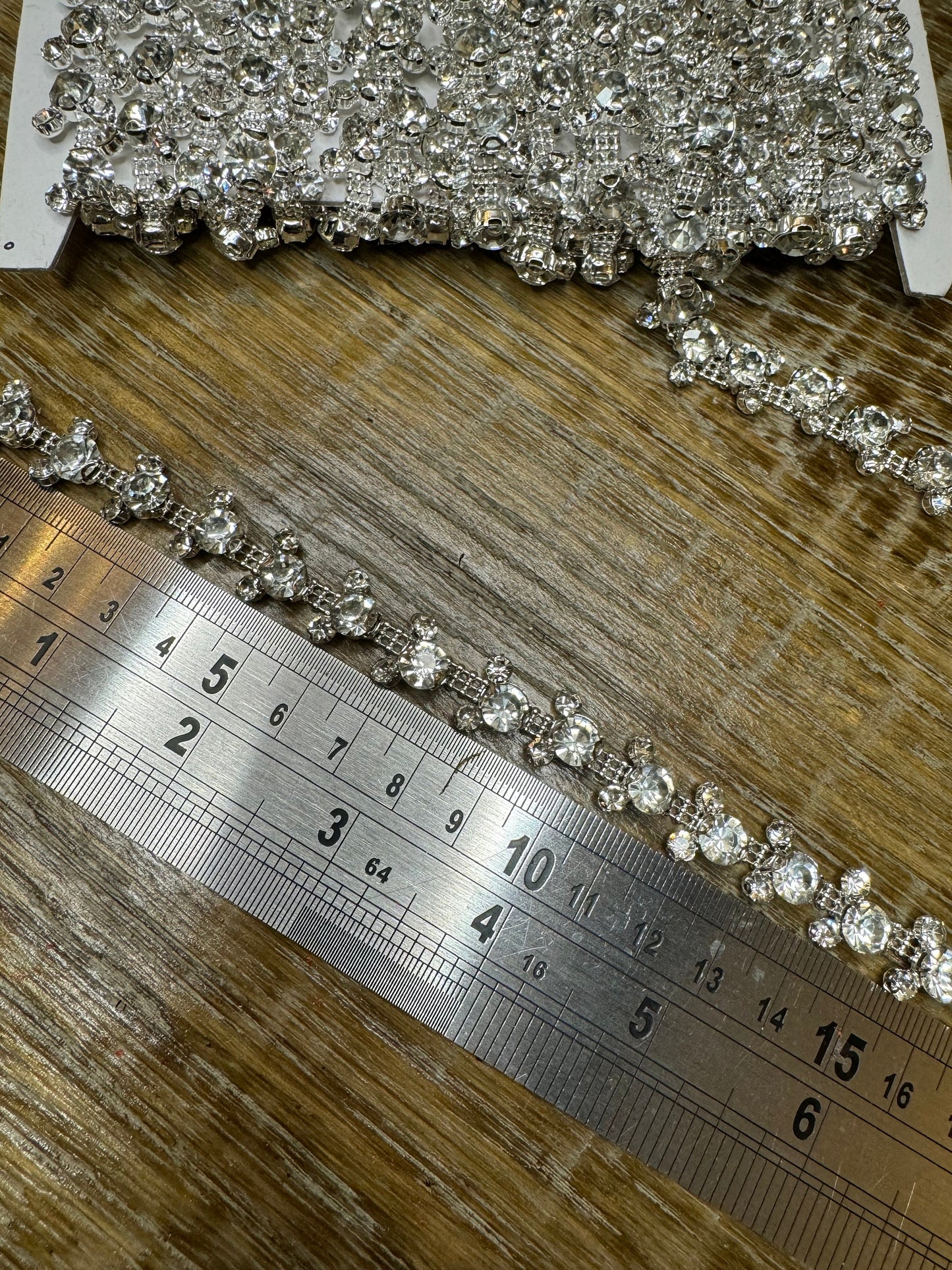 Rhinestone Diamanté, Stunning Chain Trim, Beaded Applique For Wedding Dress, Dancer, Prom, Dresses, Bridal Belt, Bridal Garter, Silver
