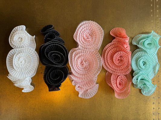 Pleated Sew On 3D Corsage  Corsage, 3D Layered Trim, corsage, black, ivory, mint, coral, black, Dresses, Gift, Fashion