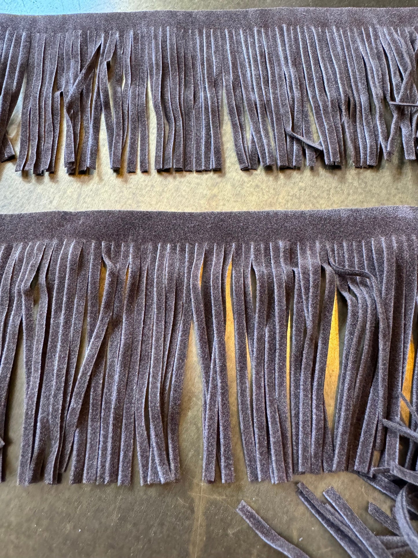Faux Suede Fringe trim 3” Wide, Brown colour, Soft fringe trimming, Suede Tassel Trim, Bags, Poncho, Furnishings