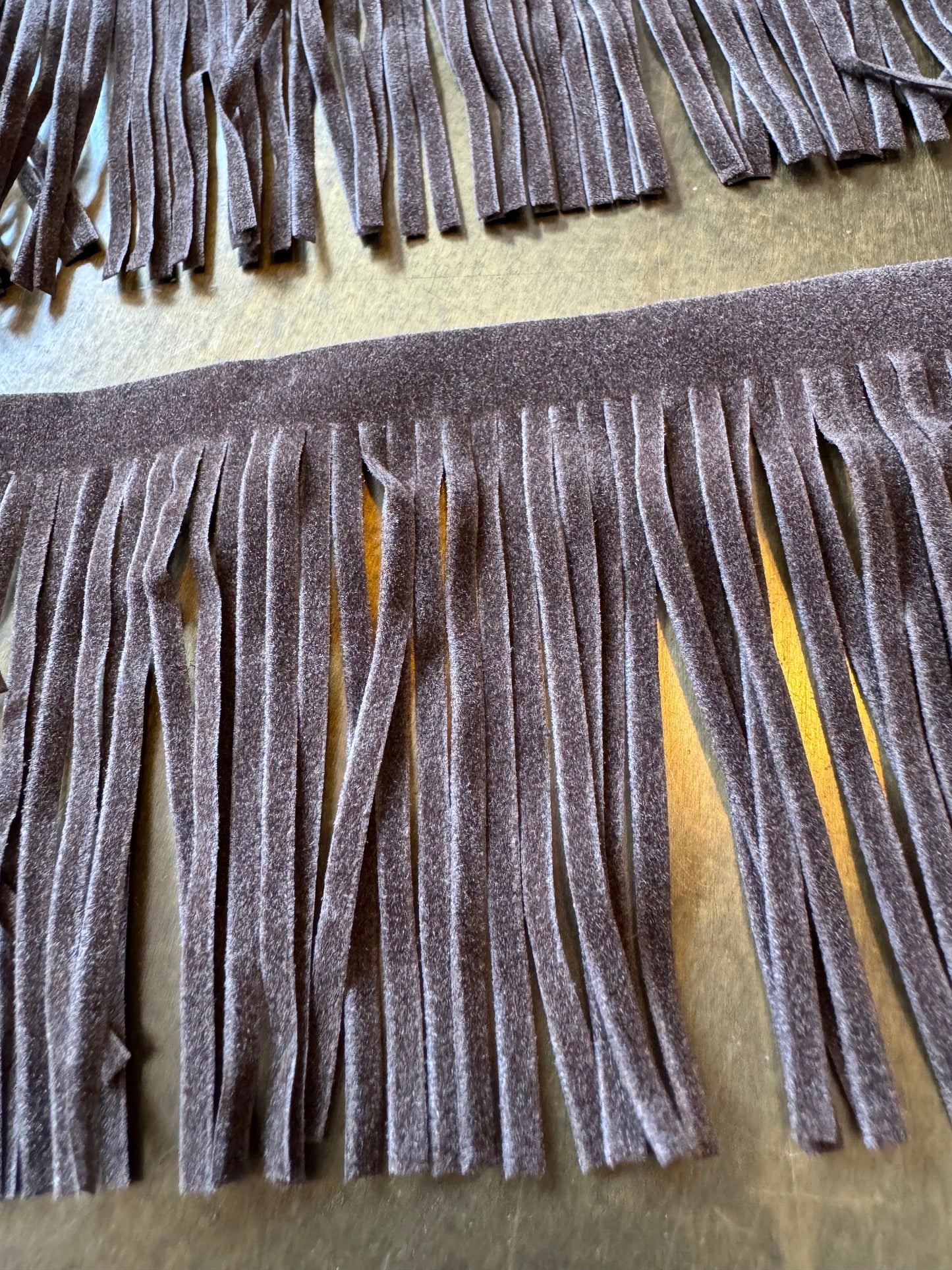 Faux Suede Fringe trim 3” Wide, Brown colour, Soft fringe trimming, Suede Tassel Trim, Bags, Poncho, Furnishings